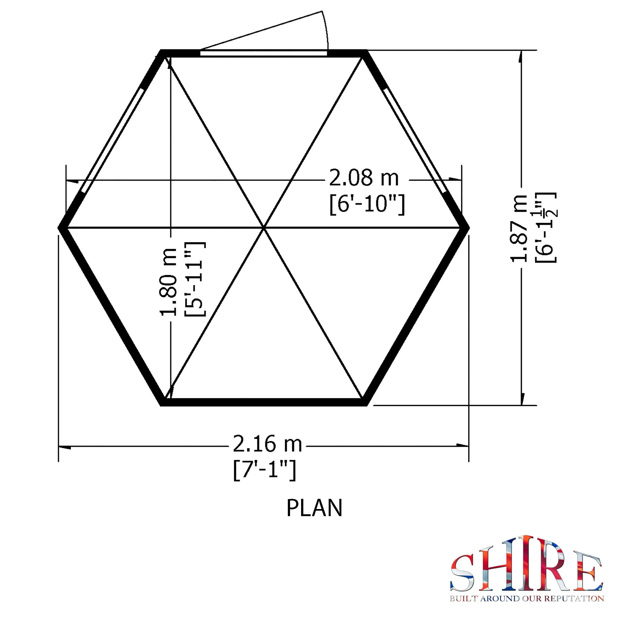 Shire Hexagonal 7' 1" x 6' 1" Apex Summerhouse - Premium Dip Treated Shiplap - Image 4