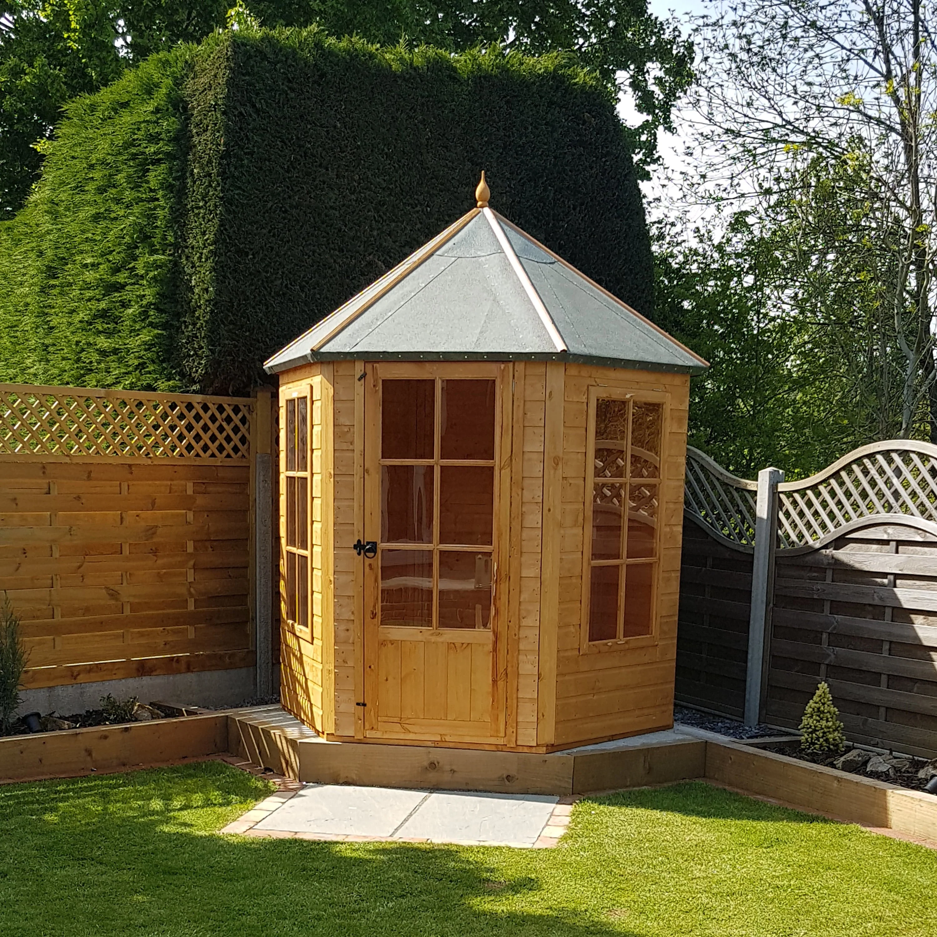 Shire Hexagonal 7' 1" x 6' 1" Apex Summerhouse - Premium Dip Treated Shiplap - Image 8