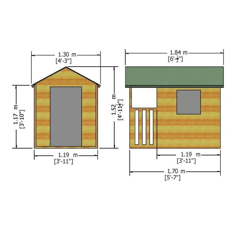 Shire Hide 3' 10" x 3' 10" Apex Children's Playhouse - Premium Dip Treated Shiplap - Image 2