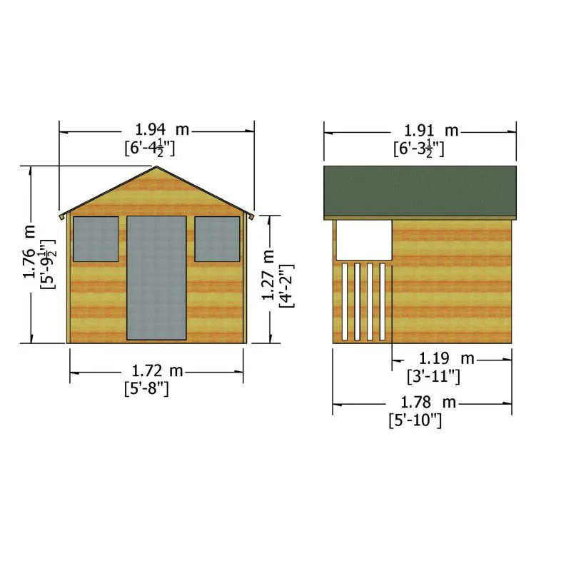 Shire Hobby 6' 5" x 6' 2" Apex Children's Playhouse - Premium Dip Treated Shiplap - Image 2