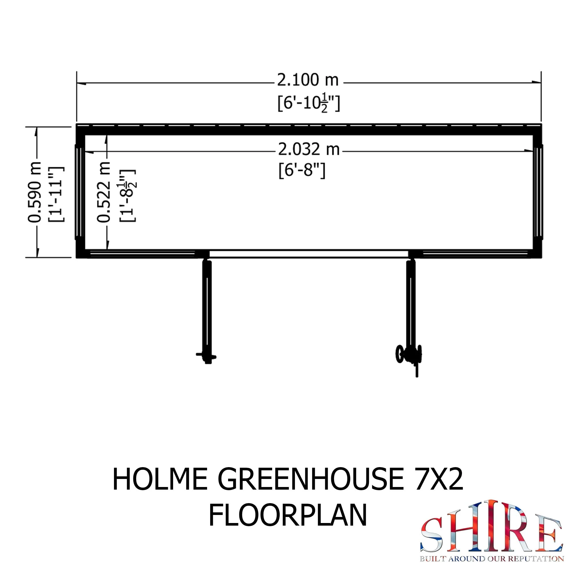 Shire Holme 1' 8" x 6' 10" Pent Greenhouse - Classic Coated - Image 4