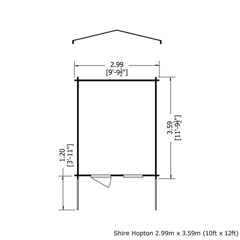 Shire Hopton 9' 9" x 11' 9" Apex Log Cabin - Premium 70mm Cladding Tongue & Groove - Image 2