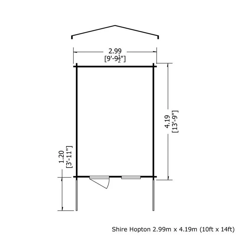 Shire Hopton 9' 9" x 13' 8" Apex Log Cabin - Premium 70mm Cladding Tongue & Groove - Image 2