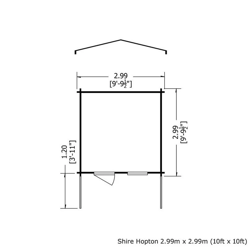 Shire Hopton 9' 9" x 9' 9" Apex Log Cabin - Premium 34mm Cladding Tongue & Groove - Image 2