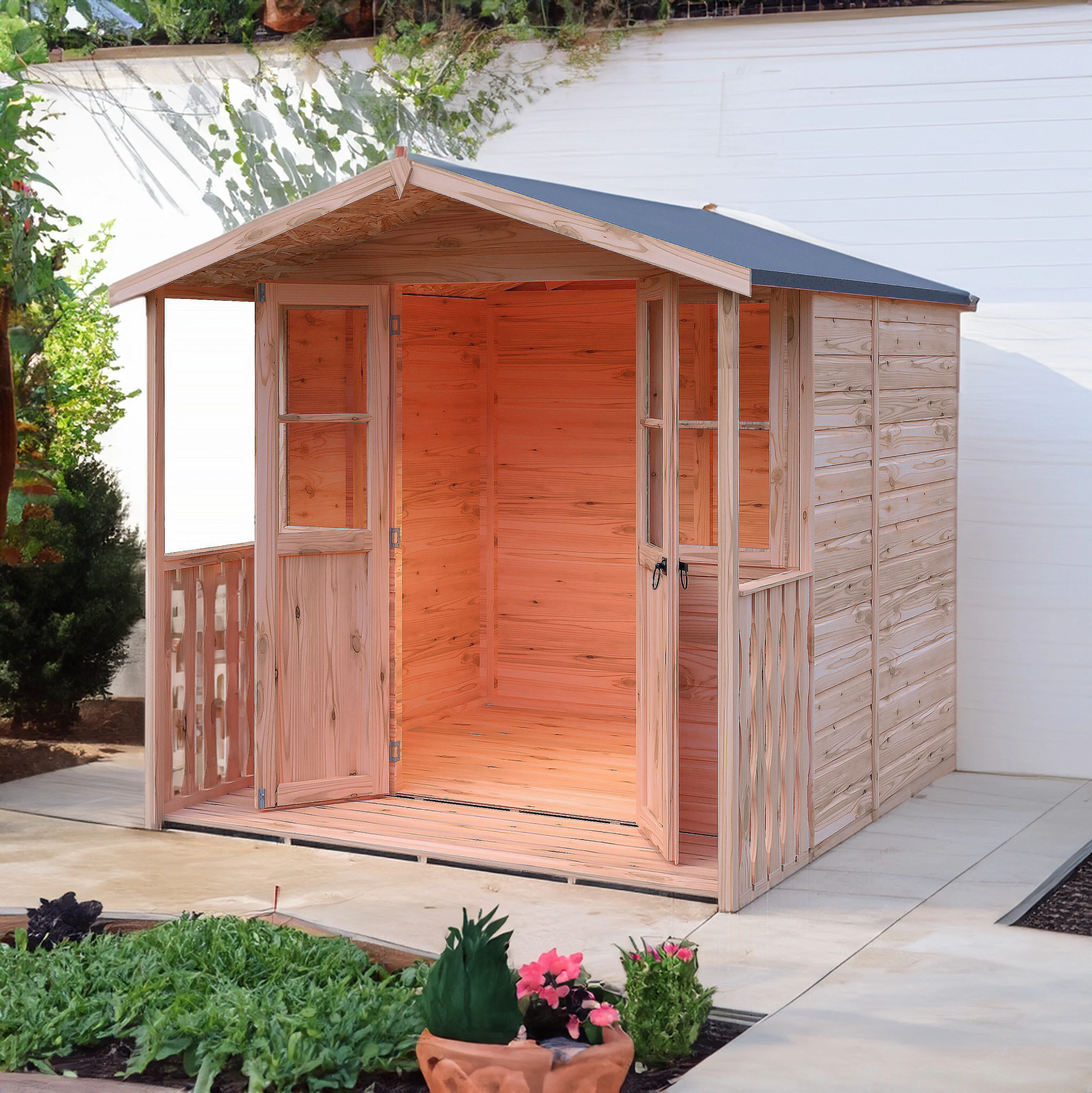 Shire Houghton 6' 8" x 7' 4" Apex Summerhouse - Premium Dip Treated Shiplap - Image 2