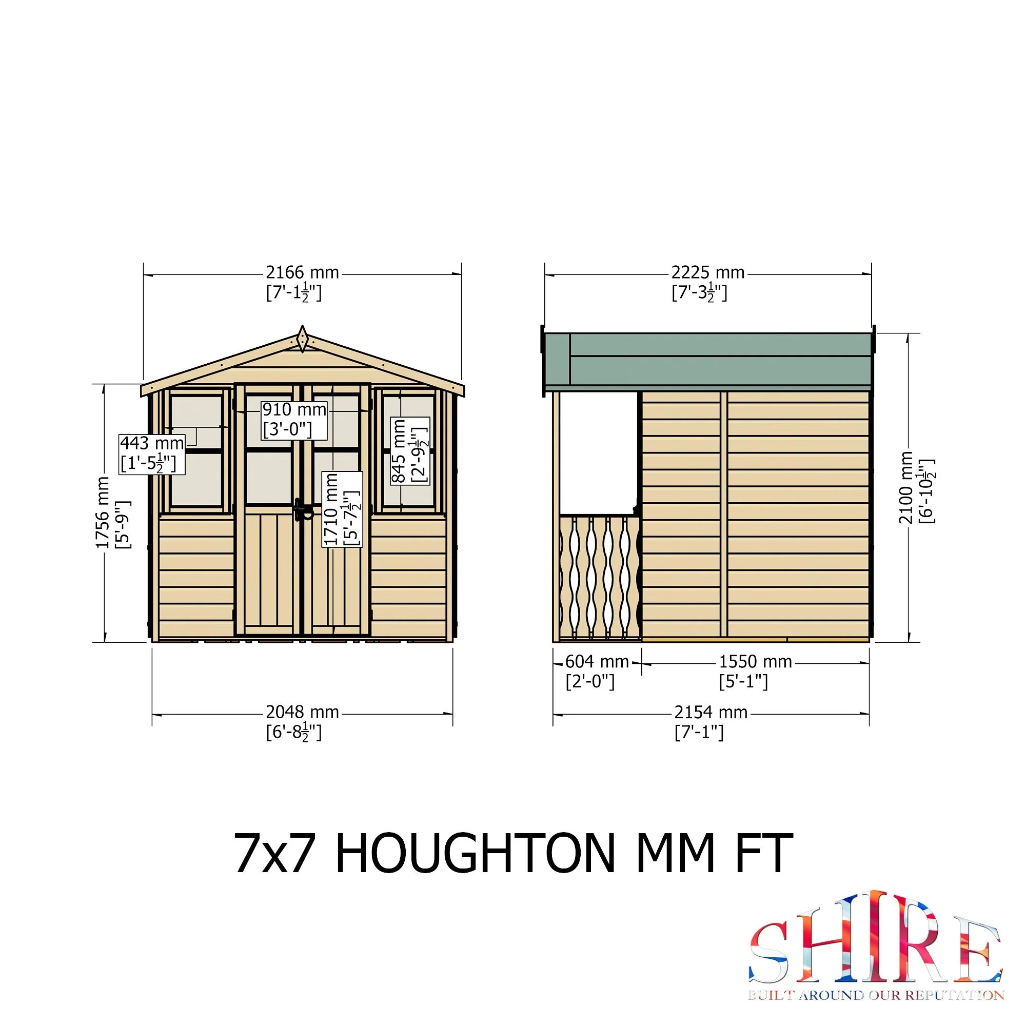 Shire Houghton 6' 8" x 7' 4" Apex Summerhouse - Premium Dip Treated Shiplap - Image 5