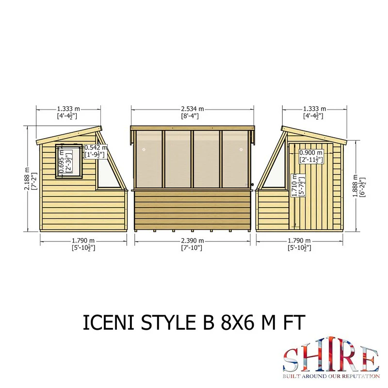 Shire Iceni 8' 3" x 6' 3" Apex Shed - Premium Coated Shiplap - Image 10