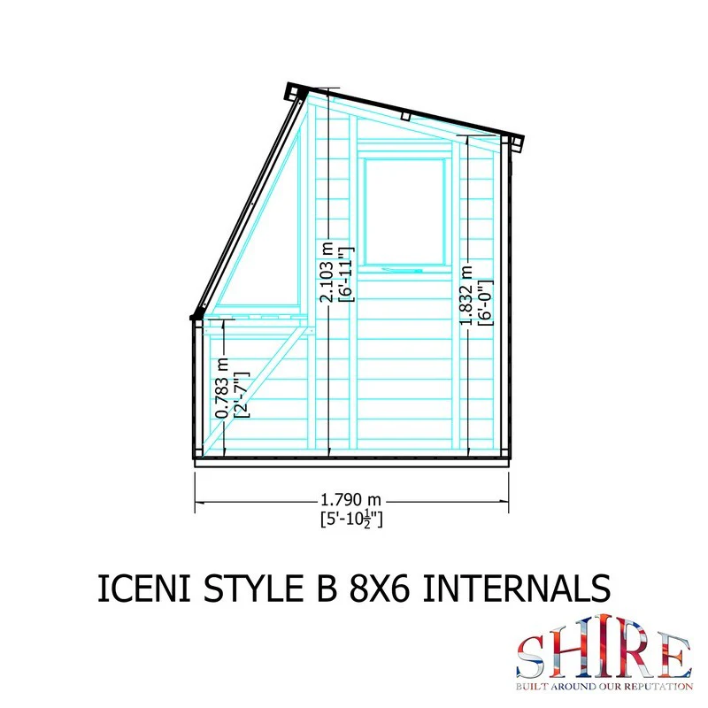 Shire Iceni 8' 3" x 6' 3" Apex Shed - Premium Coated Shiplap - Image 9