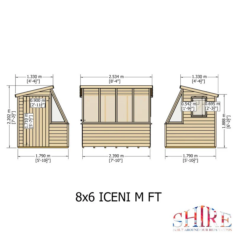 Shire Iceni 8' 3" x 6' 3" Pent Potting Shed - Premium Dip Treated Shiplap - Image 10