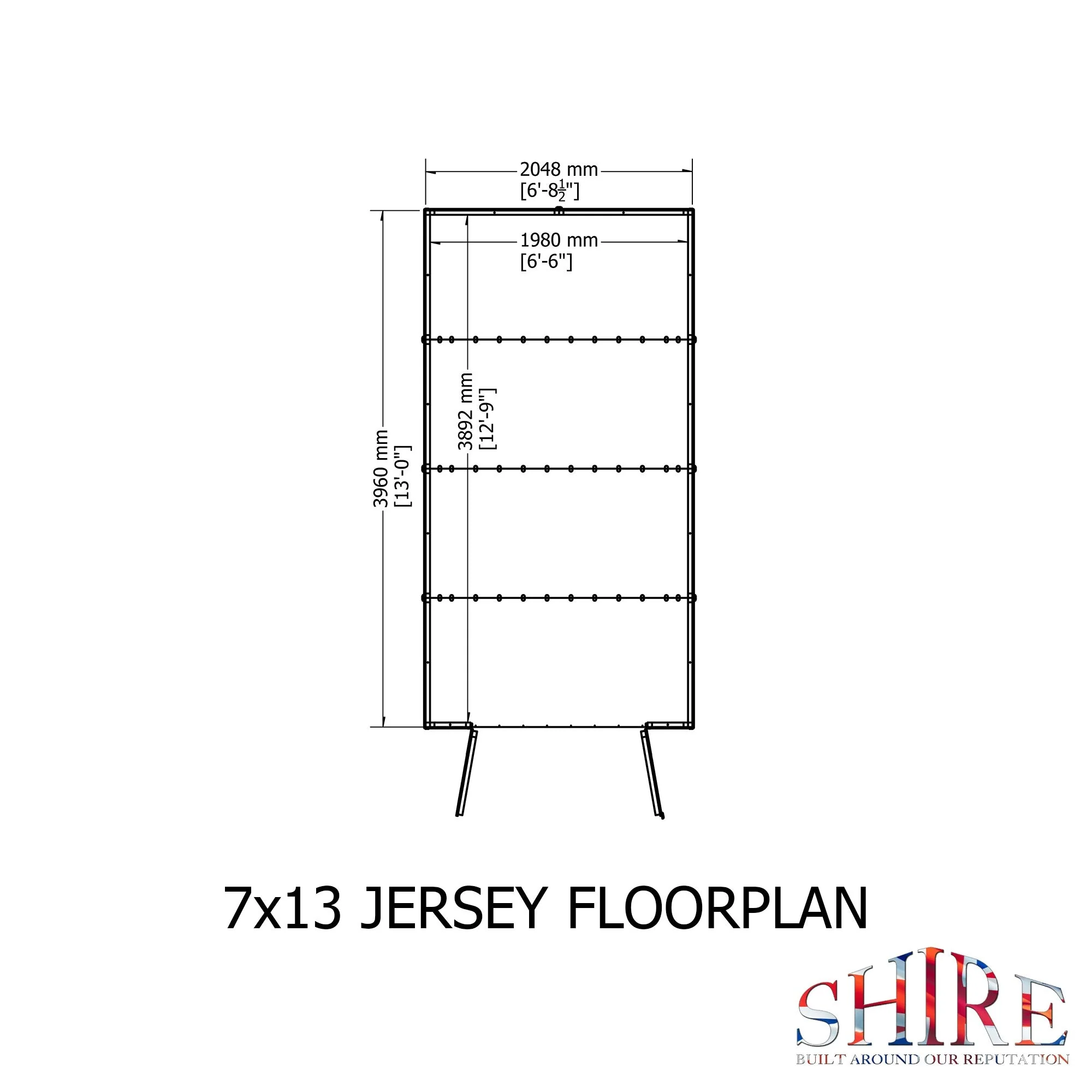 Jersey 12' 9" x 6' 8" Apex Shed - Premium Dip Treated Shiplap - Image 4