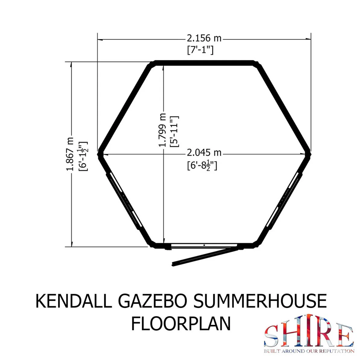 Shire Kendall 5' 10" x 7' Hexagonal Hip Summerhouse - Premium Dip Treated Tongue & Groove - Image 10