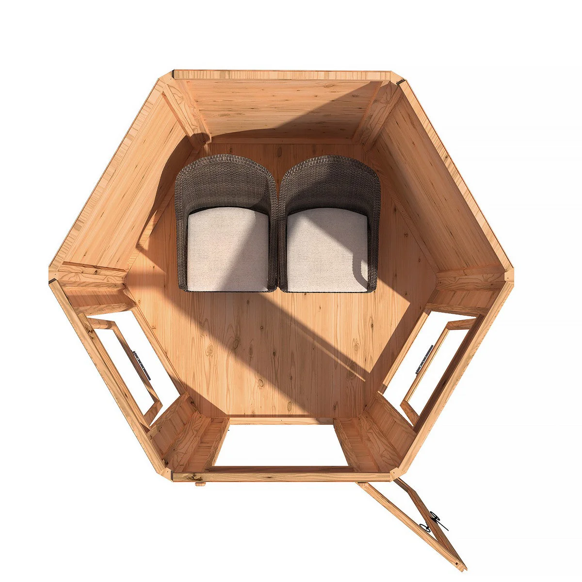 Shire Kendall 5' 10" x 7' Hexagonal Hip Summerhouse - Premium Dip Treated Tongue & Groove - Image 5