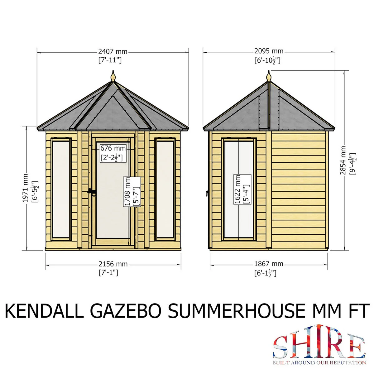 Shire Kendall 5' 10" x 7' Hexagonal Hip Summerhouse - Premium Dip Treated Tongue & Groove - Image 8