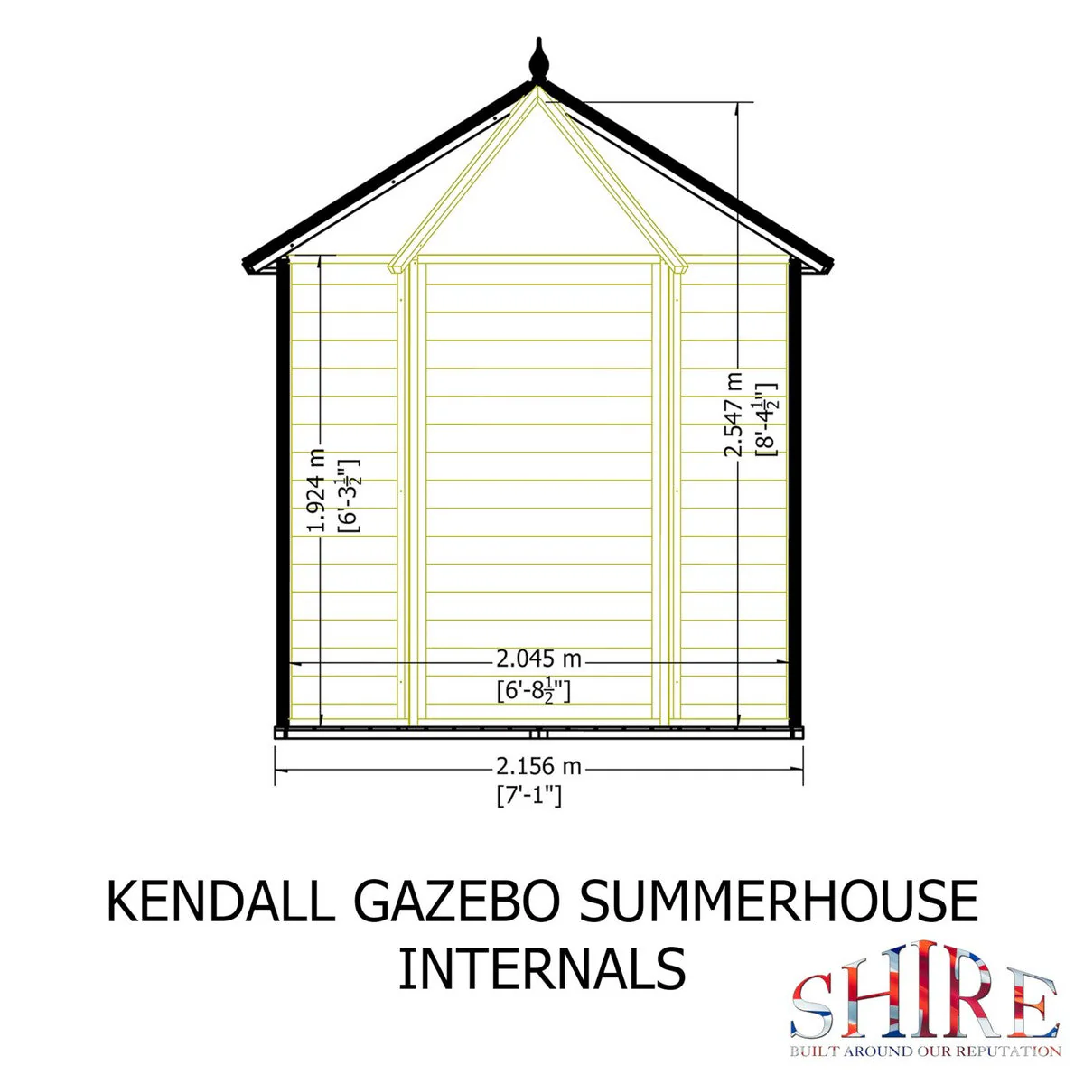 Shire Kendall 5' 10" x 7' Hexagonal Hip Summerhouse - Premium Dip Treated Tongue & Groove - Image 9