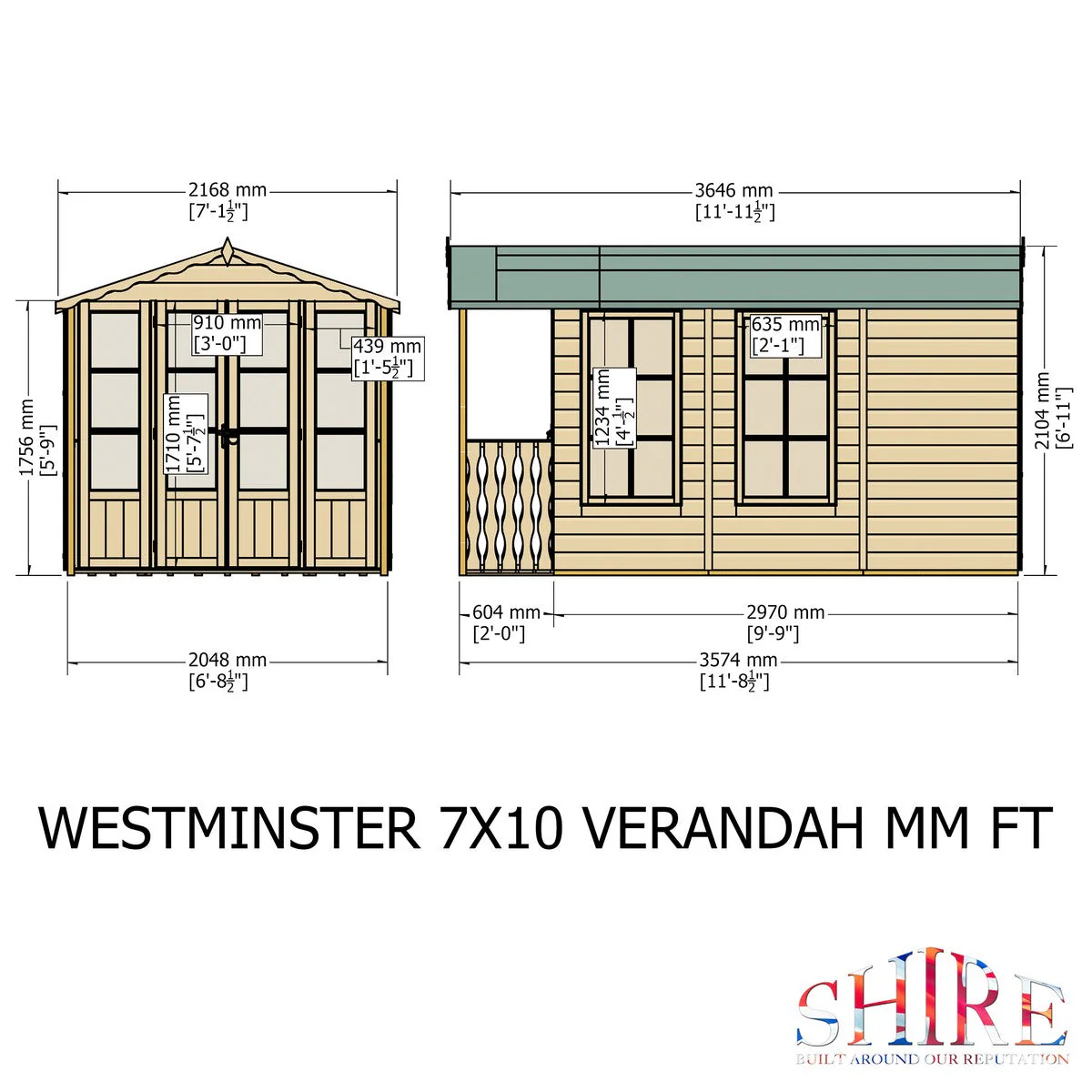 Shire Kensington 9' 6" x 6' 8" Apex Summerhouse - Premium Dip Treated Shiplap - Image 4