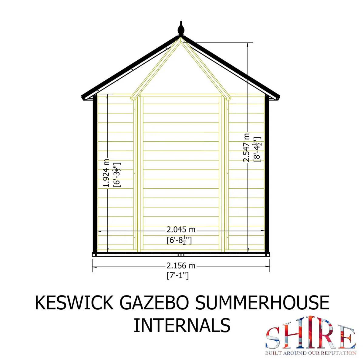 Shire Keswick 5' 10" x 7' Hexagonal Hip Summerhouse - Premium Dip Treated Shiplap - Image 8