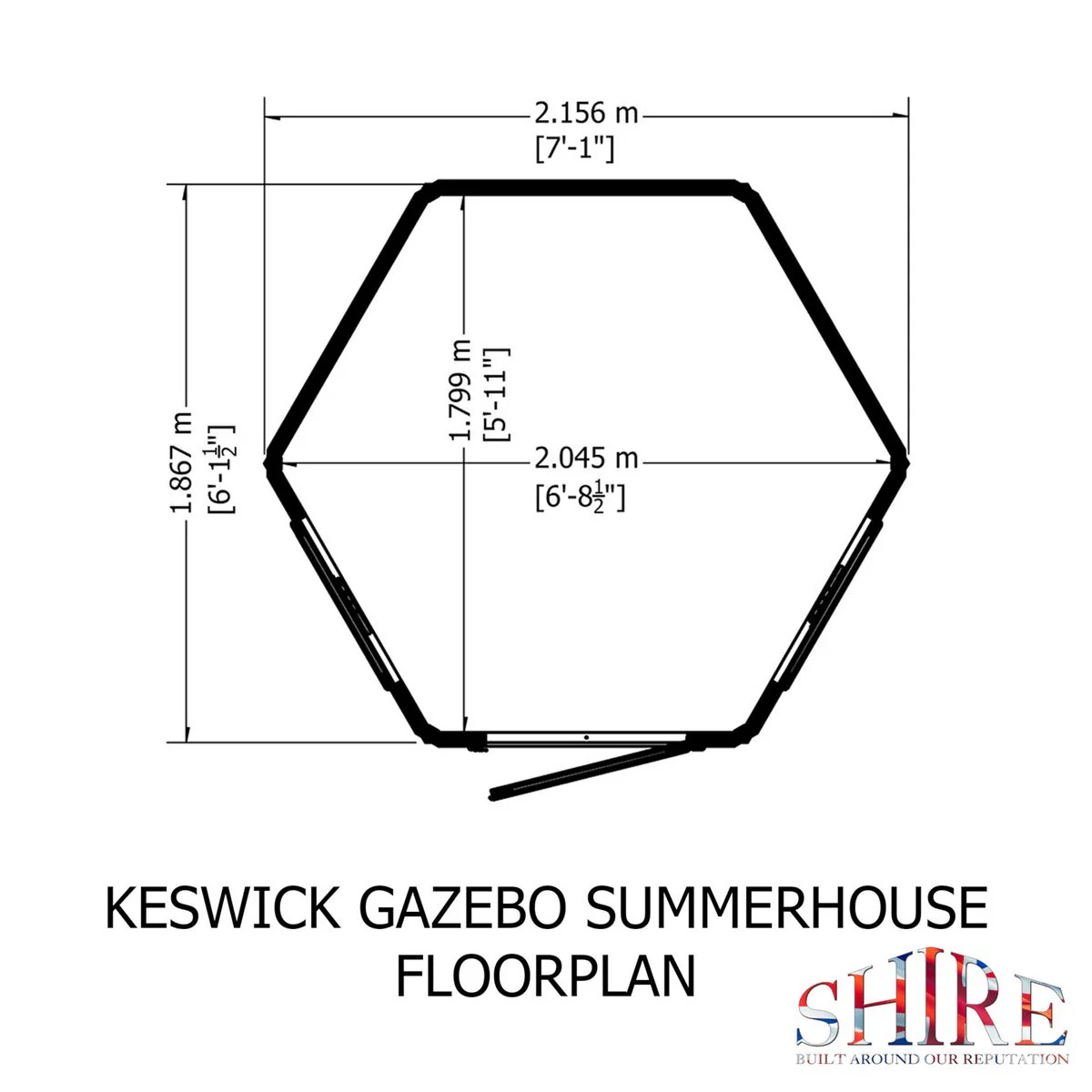 Shire Keswick 5' 10" x 7' Hexagonal Hip Summerhouse - Premium Dip Treated Shiplap - Image 9