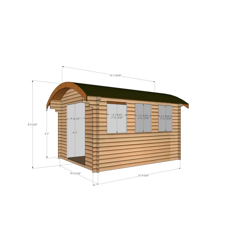 Shire Kilburn 9' 9" x 11' 9" Curved Log Cabin - Premium 44mm Cladding Tongue & Groove - Image 3