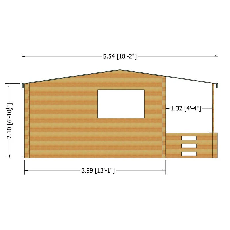 Shire Kingswood 17' 8" x 19' 4" Reverse Apex Log Cabin - Premium 44mm Cladding Tongue & Groove - Image 9