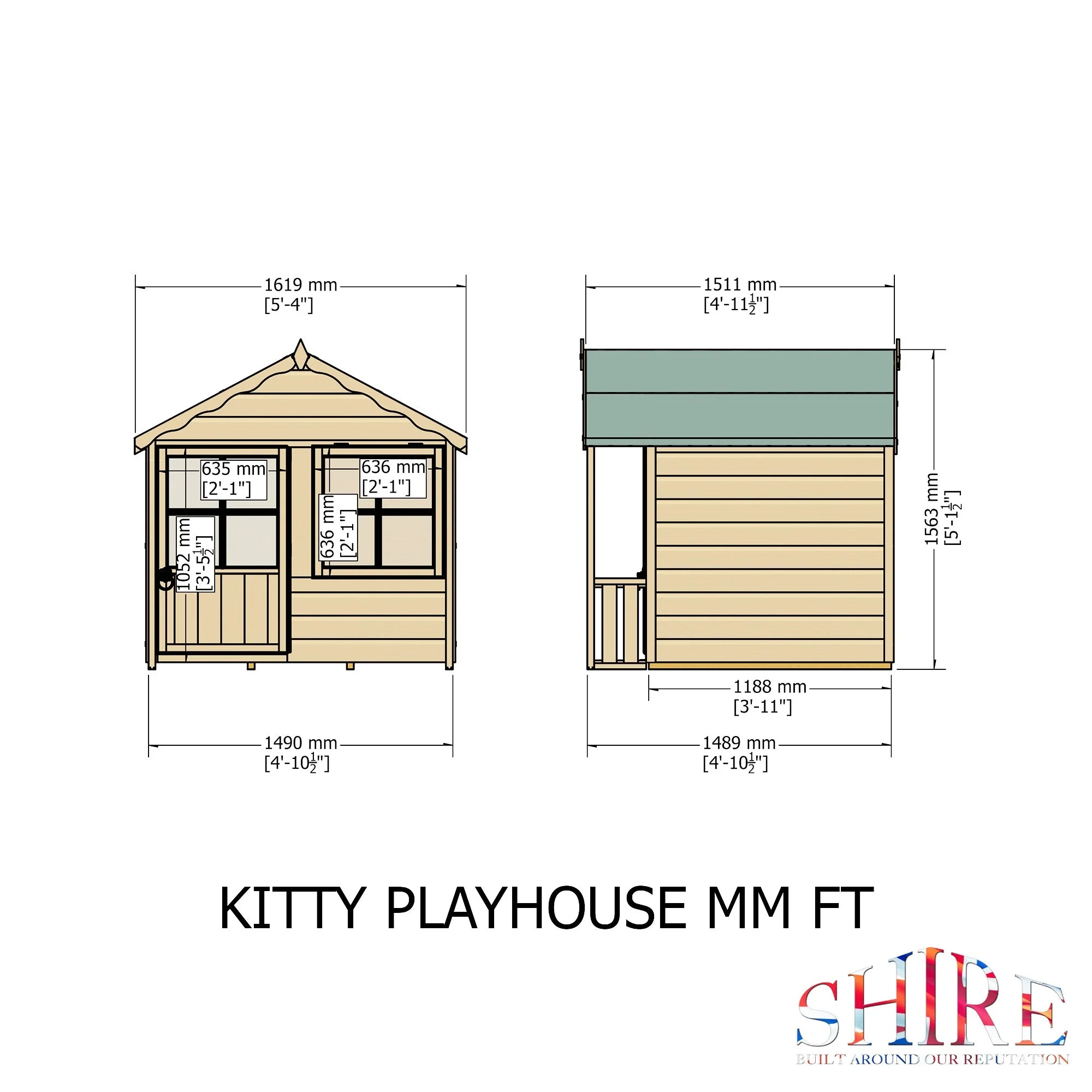 Kitty 3' 8" x 4' 10" Apex Children's Playhouse - Premium Dip Treated Shiplap - Image 4