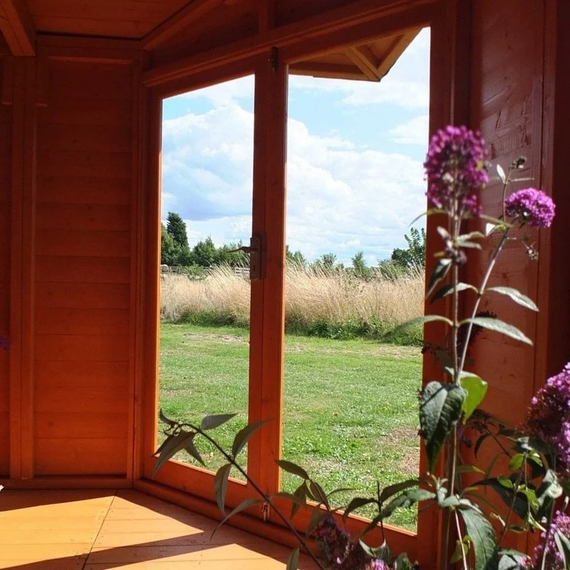 Shire Larkspur 10' 4" x 10' 4" Apex Summerhouse - Premium Coated Shiplap - Image 3