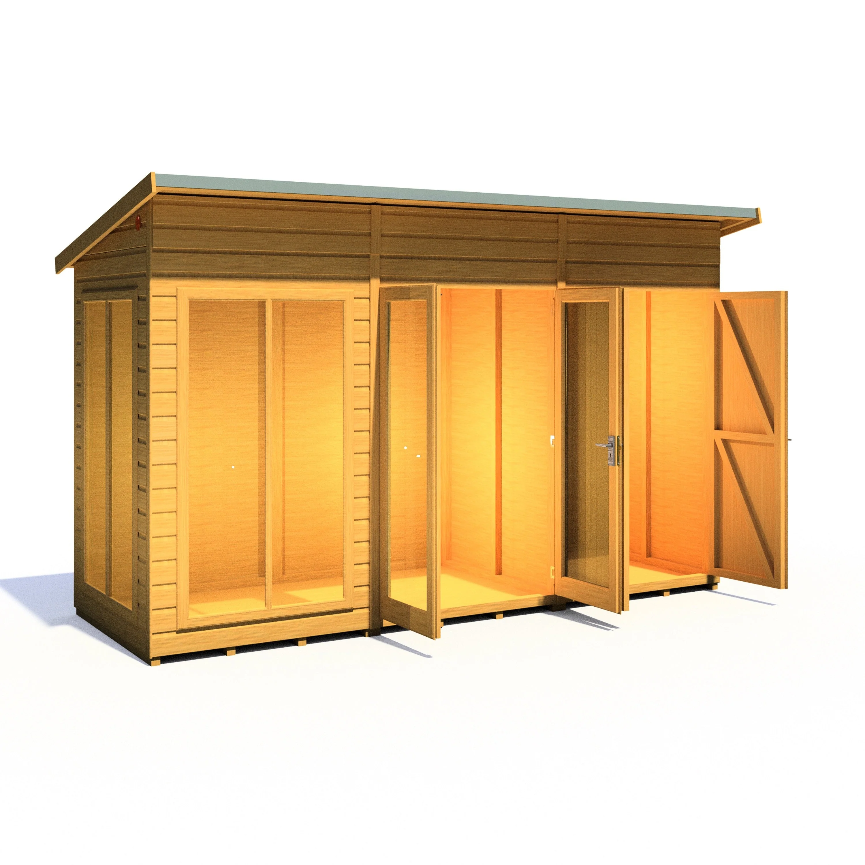 Shire Lela 3' 10" x 11' 8" Pent Summerhouse with Side Shed - Premium Dip Treated Shiplap - Image 2