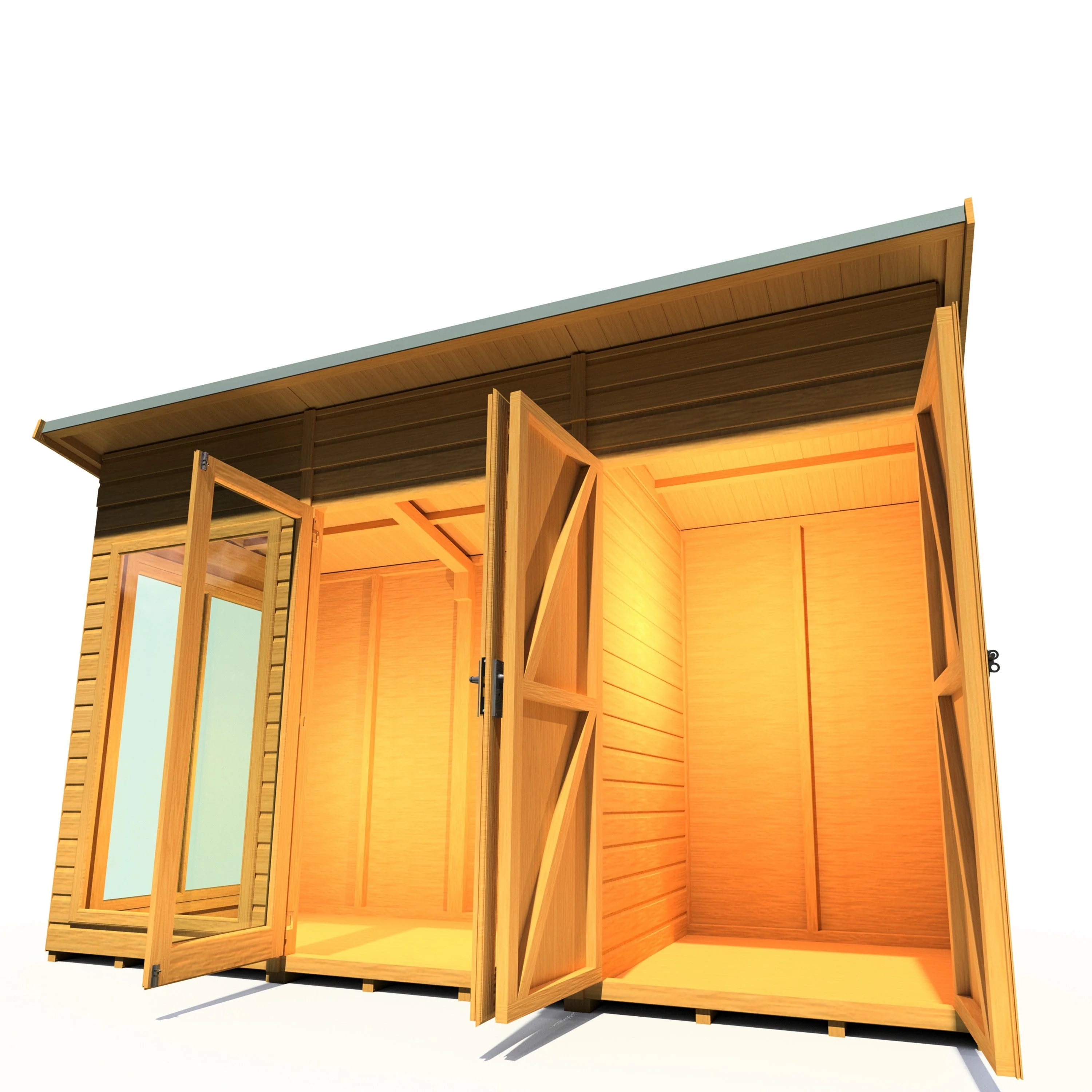 Shire Lela 3' 10" x 11' 8" Pent Summerhouse with Side Shed - Premium Dip Treated Shiplap - Image 5