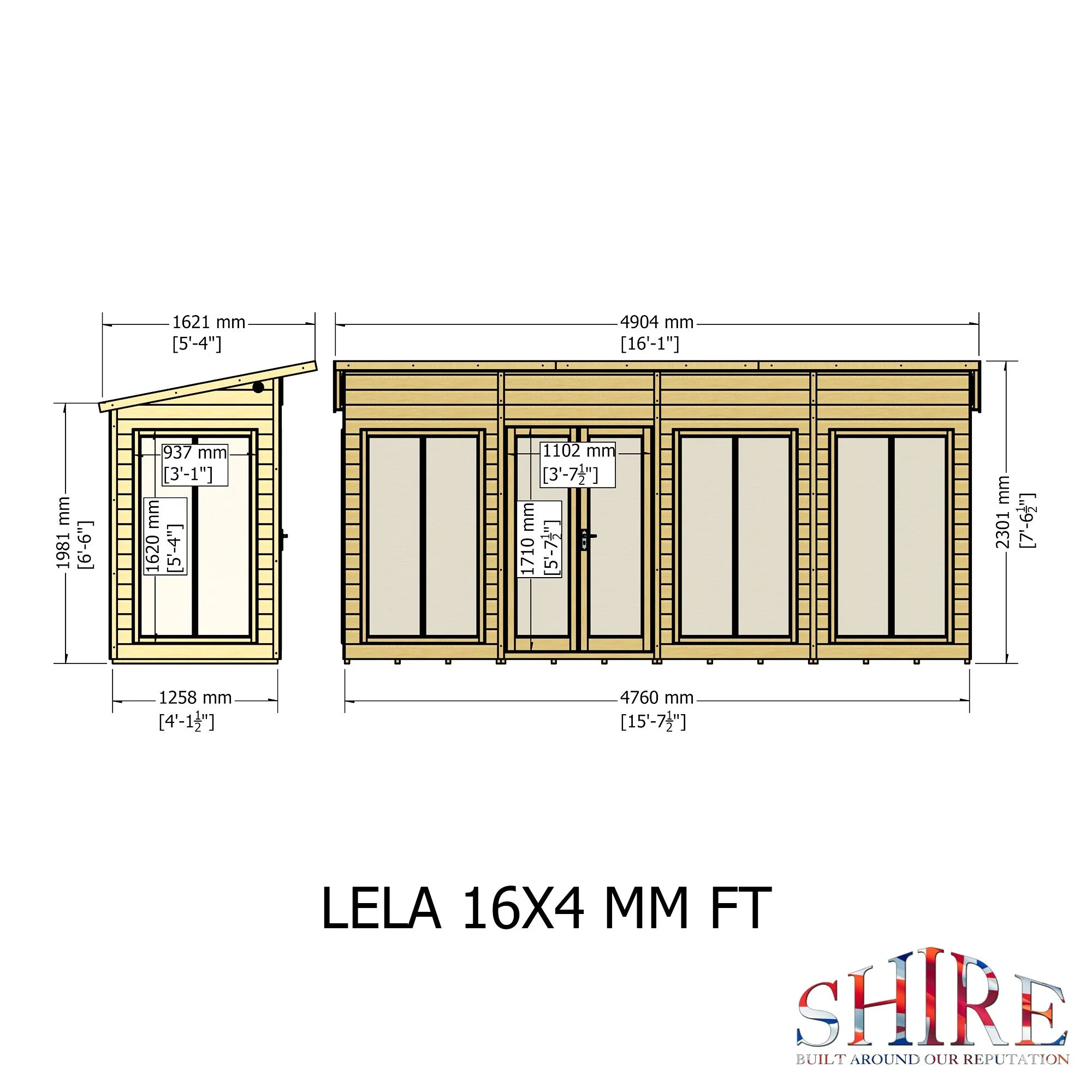 Shire Lela 3' 10" x 15' 7" Pent Summerhouse - Premium Dip Treated Shiplap - Image 4