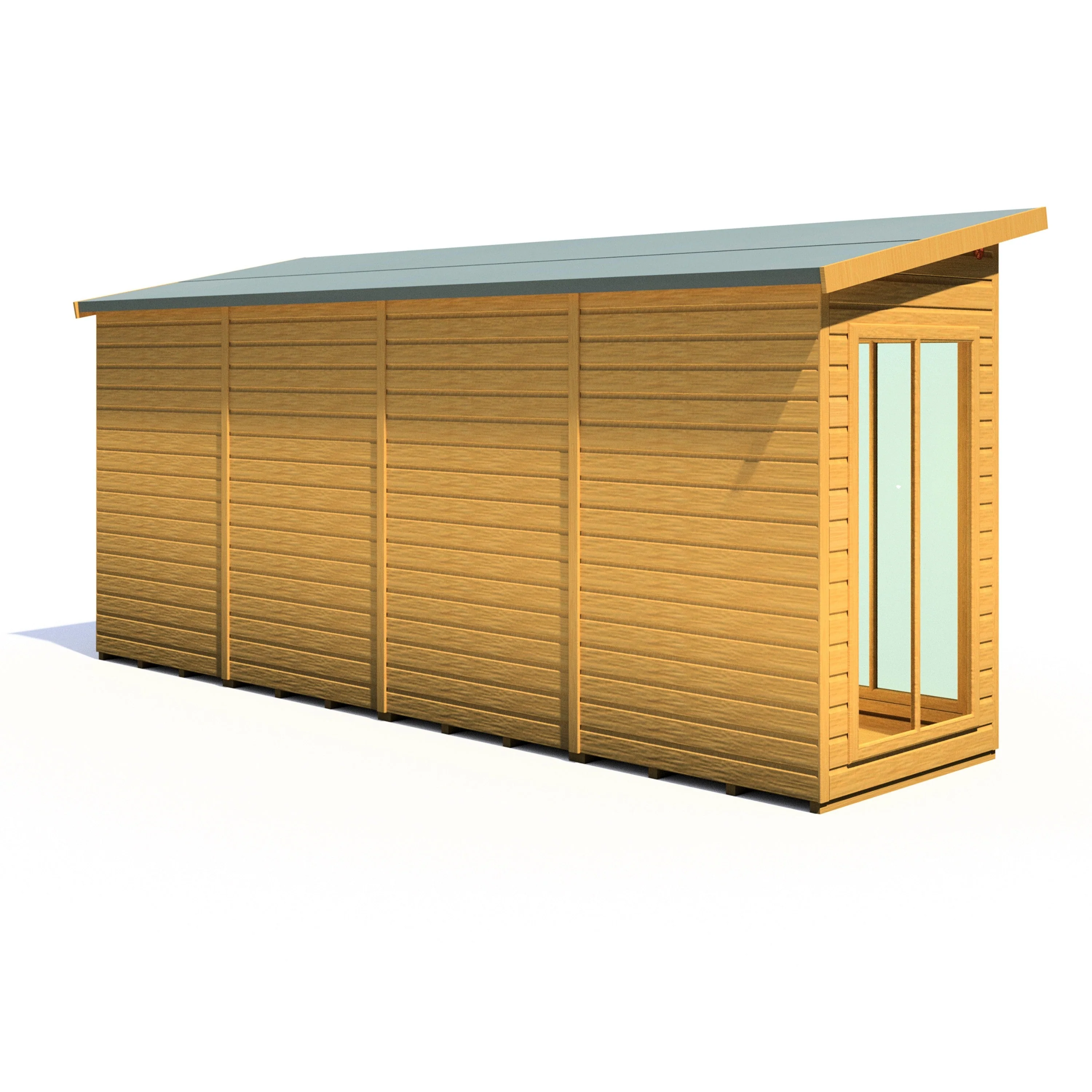 Shire Lela 3' 10" x 15' 7" Pent Summerhouse with Side Shed - Premium Dip Treated Shiplap - Image 10