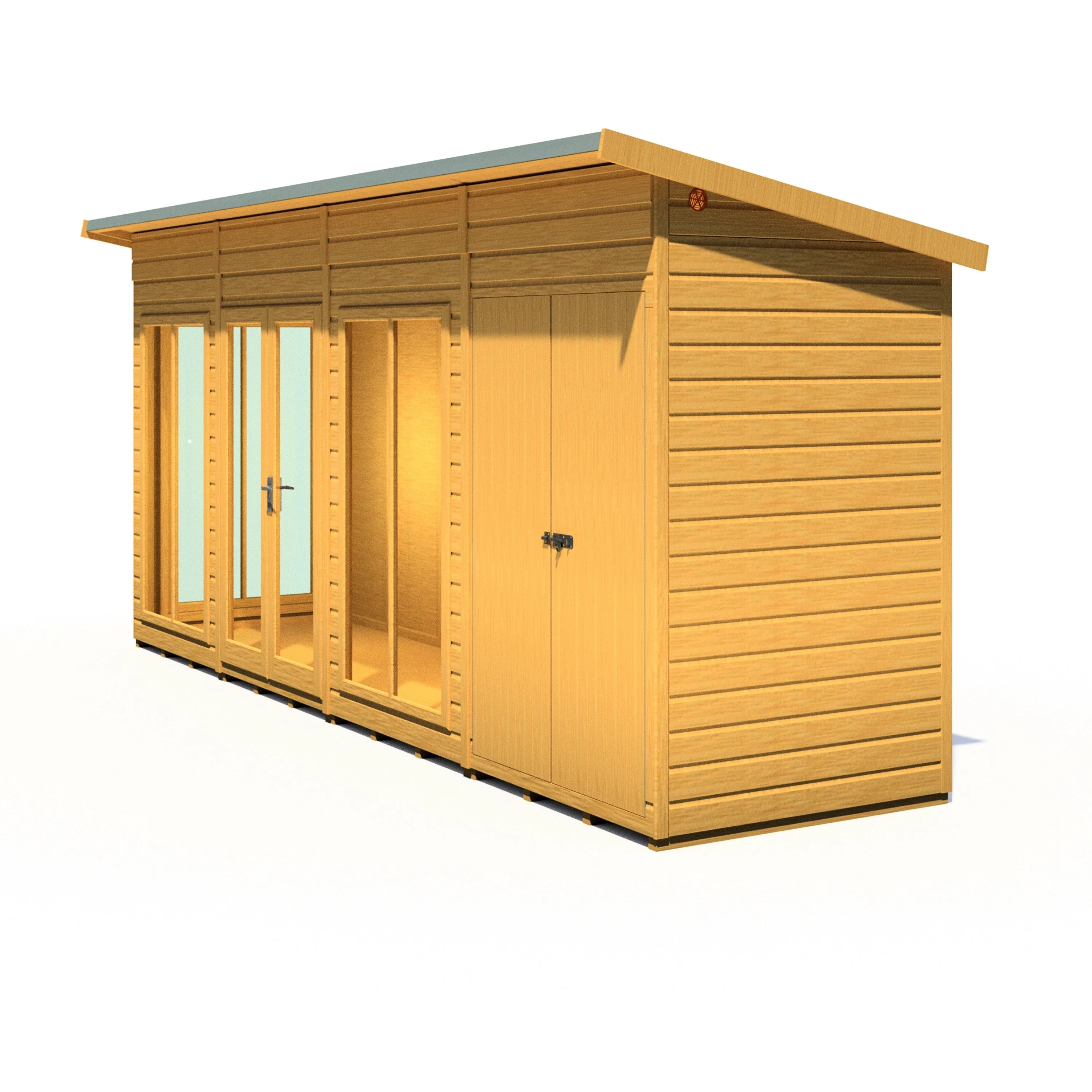 Shire Lela 3' 10" x 15' 7" Pent Summerhouse with Side Shed - Premium Dip Treated Shiplap - Image 7