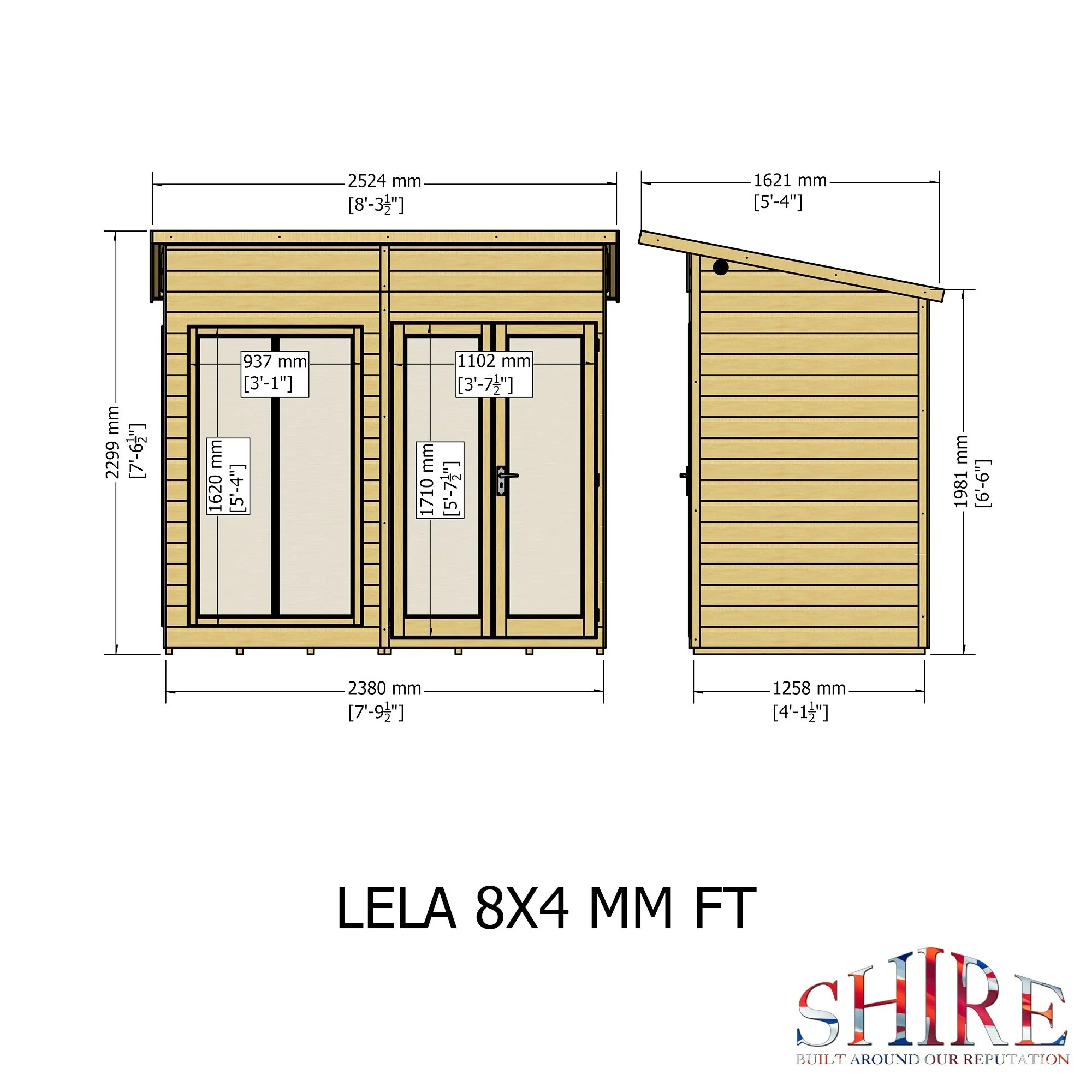 Shire Lela 3' 10" x 7' 9" Pent Summerhouse - Premium Dip Treated Shiplap - Image 4