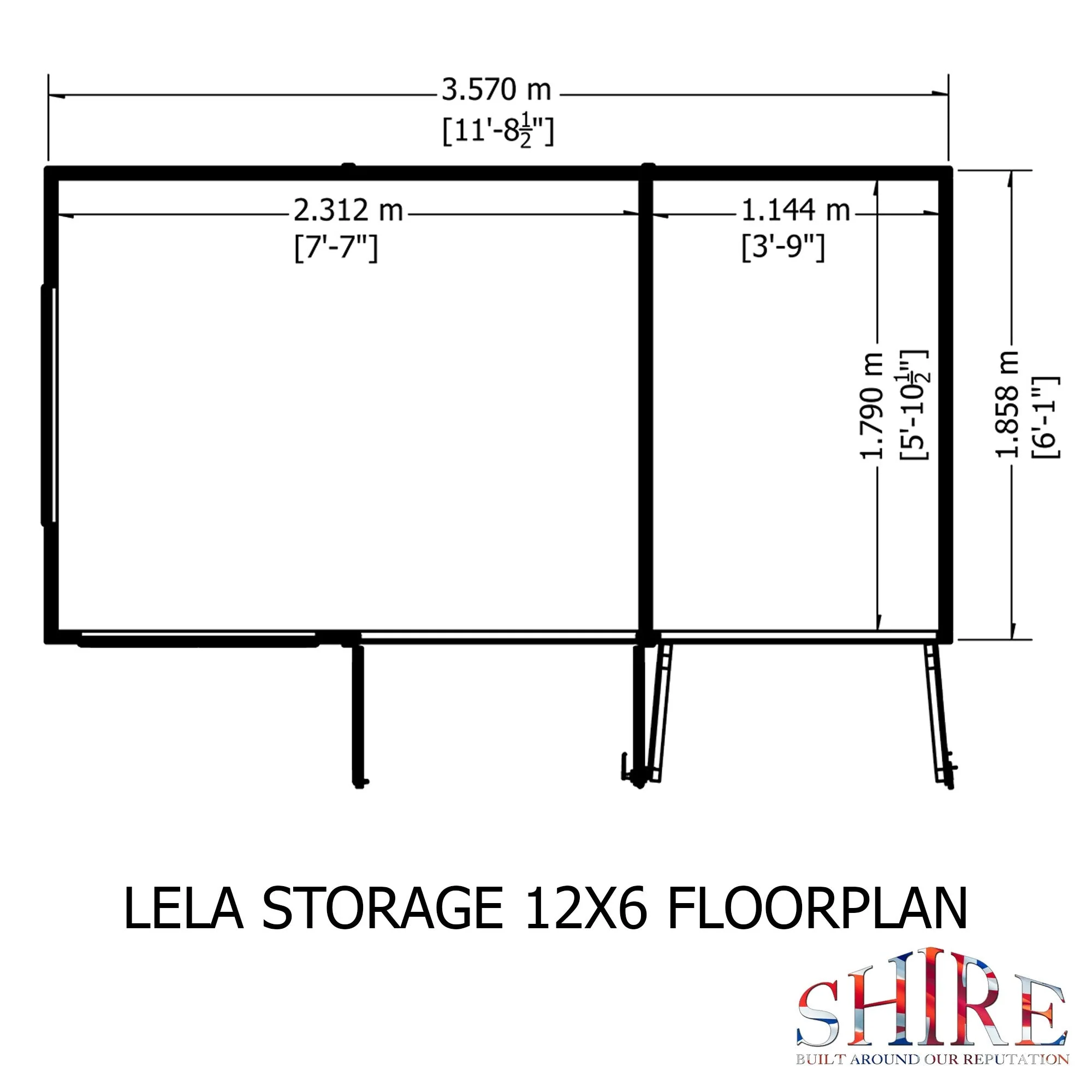 Shire Lela 5' 10" x 11' 8" Pent Summerhouse with Side Shed - Premium Dip Treated Shiplap - Image 3