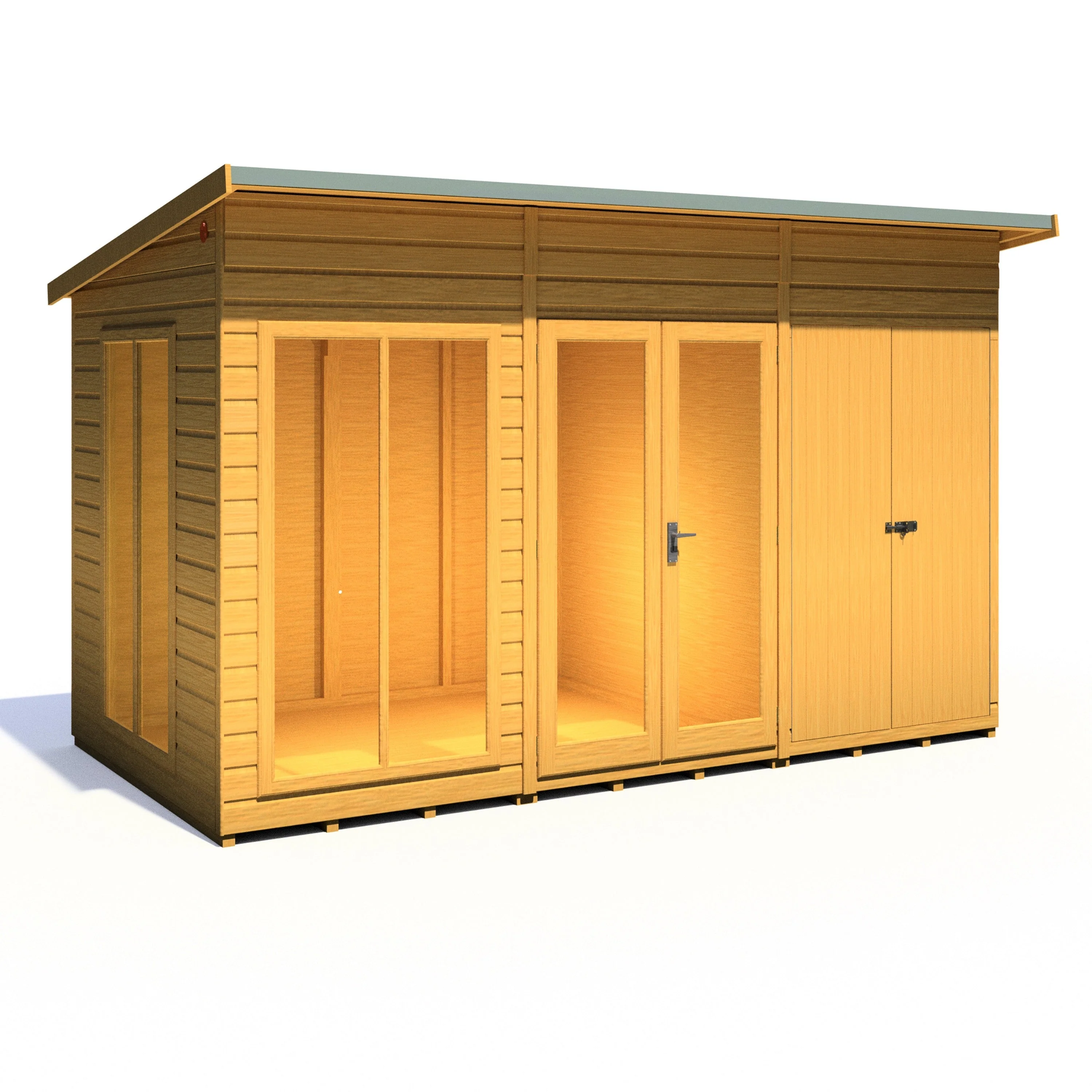 Shire Lela 5' 10" x 11' 8" Pent Summerhouse with Side Shed - Premium Dip Treated Shiplap - Image 5
