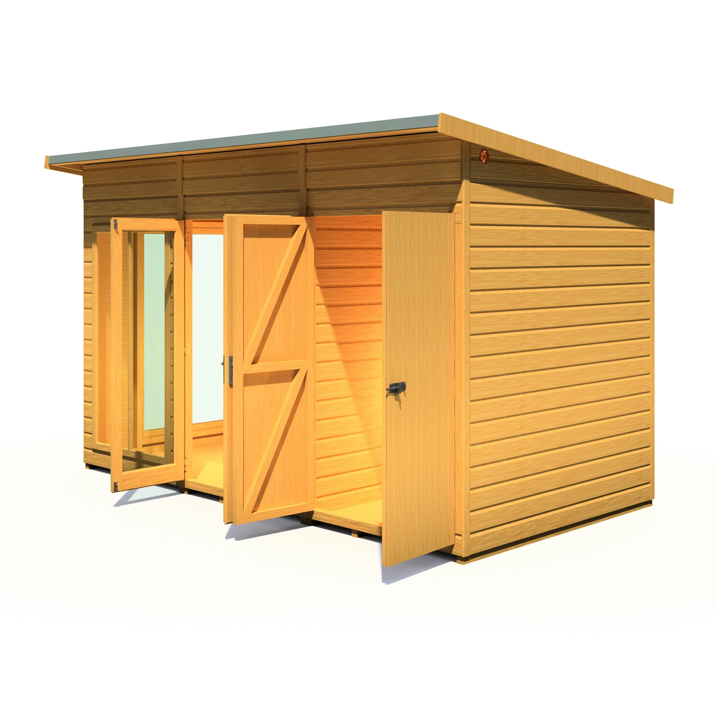 Shire Lela 5' 10" x 11' 8" Pent Summerhouse with Side Shed - Premium Dip Treated Shiplap - Image 6