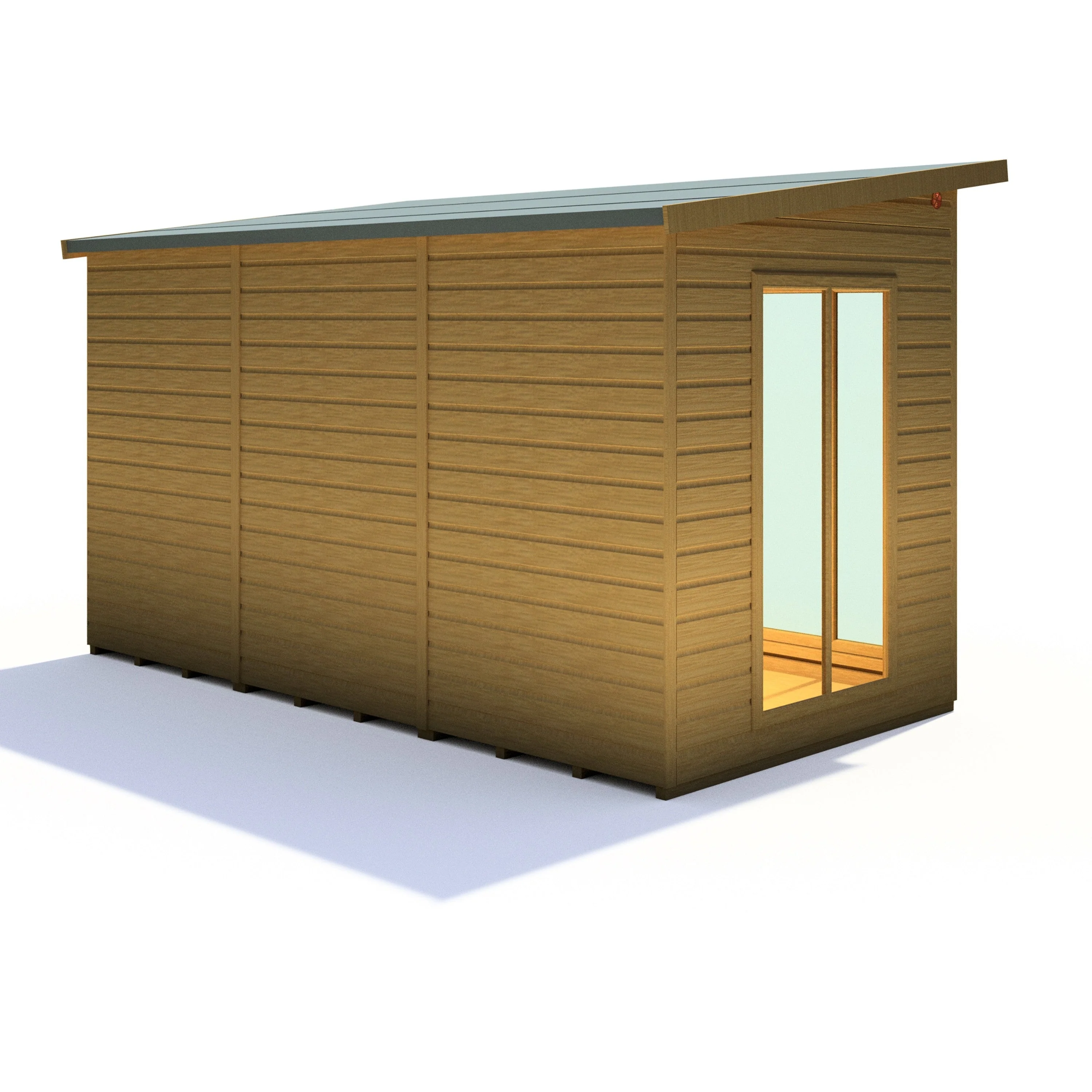 Shire Lela 5' 10" x 11' 8" Pent Summerhouse with Side Shed - Premium Dip Treated Shiplap - Image 8