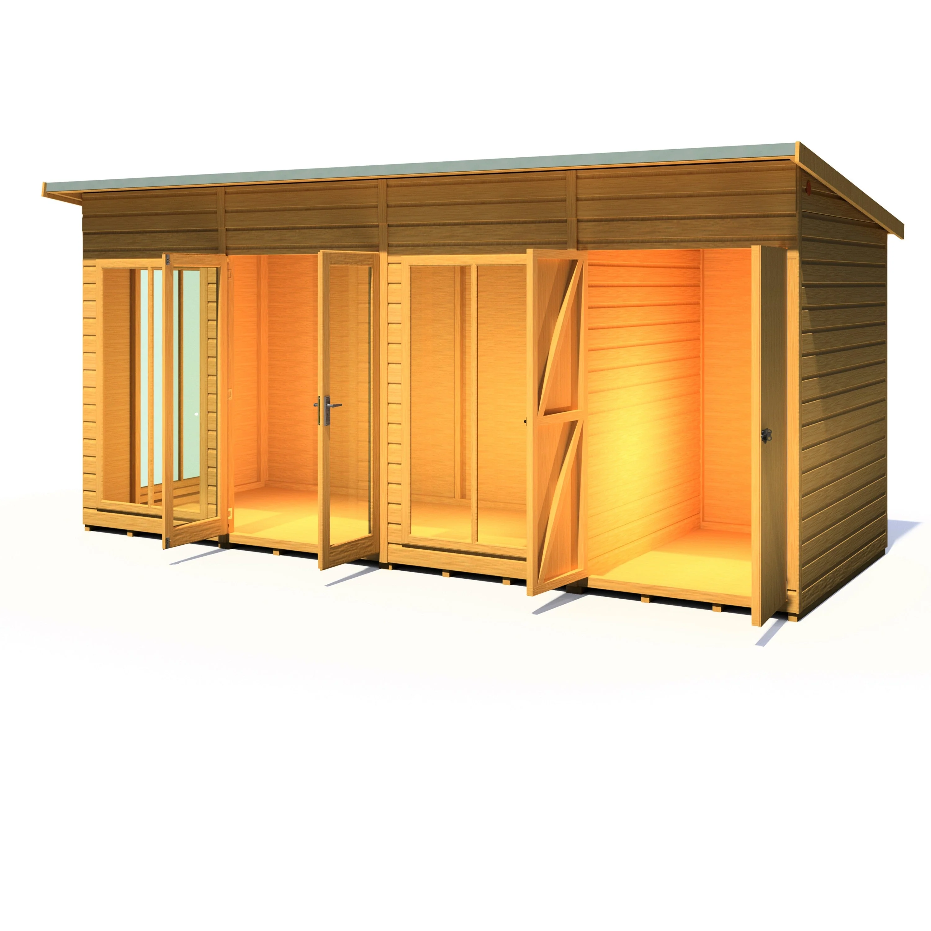 Shire Lela 5' 10" x 15' 7" Pent Summerhouse with Side Shed - Premium Dip Treated Shiplap - Image 5