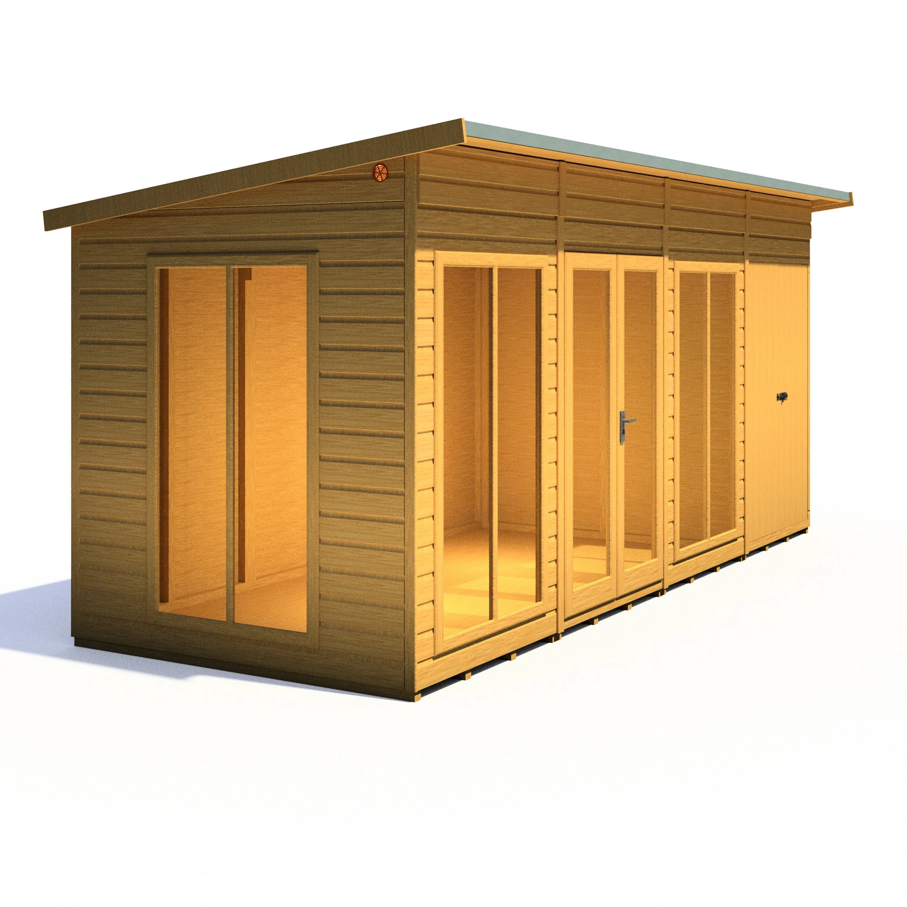 Shire Lela 5' 10" x 15' 7" Pent Summerhouse with Side Shed - Premium Dip Treated Shiplap - Image 6