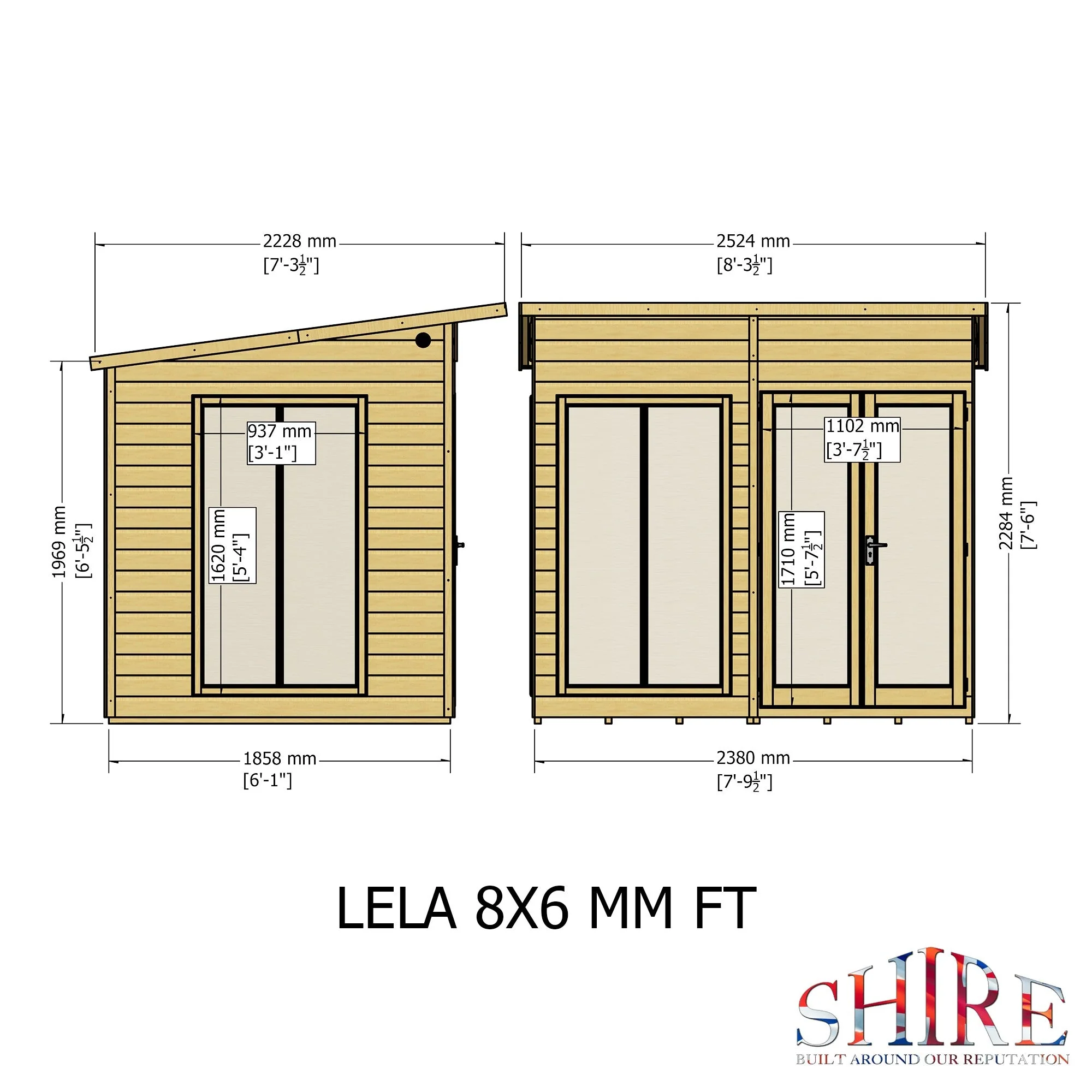 Shire Lela 5' 10" x 7' 9" Pent Summerhouse - Premium Dip Treated Shiplap - Image 4