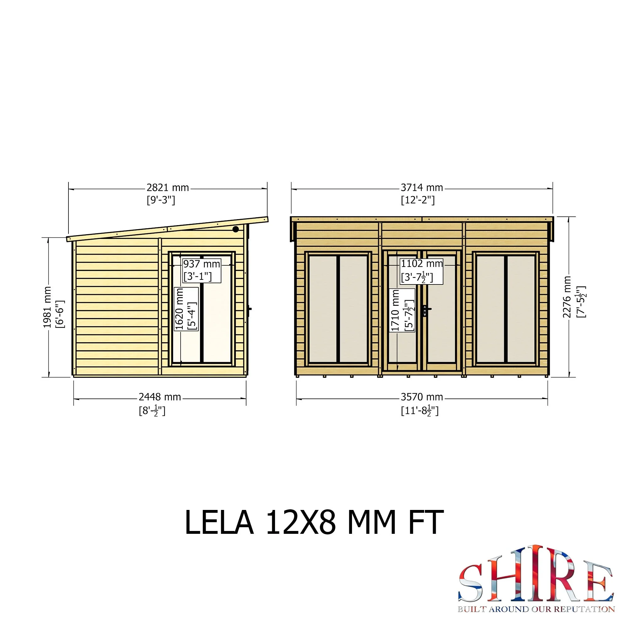 Shire Lela 7' 9" x 11' 8" Pent Summerhouse - Premium Dip Treated Shiplap - Image 4