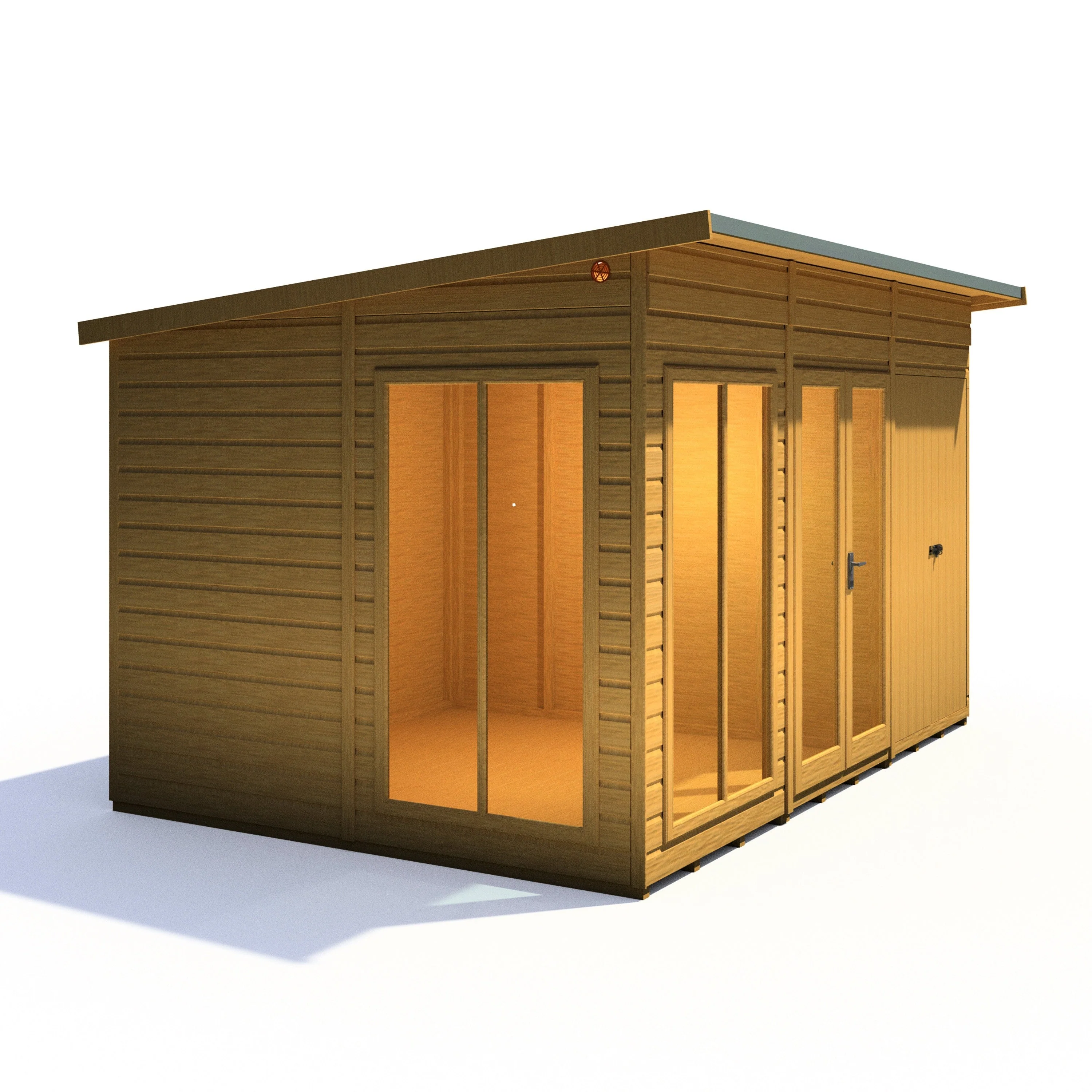 Shire Lela 7' 9" x 11' 8" Pent Summerhouse with Side Shed - Premium Dip Treated Shiplap - Image 7