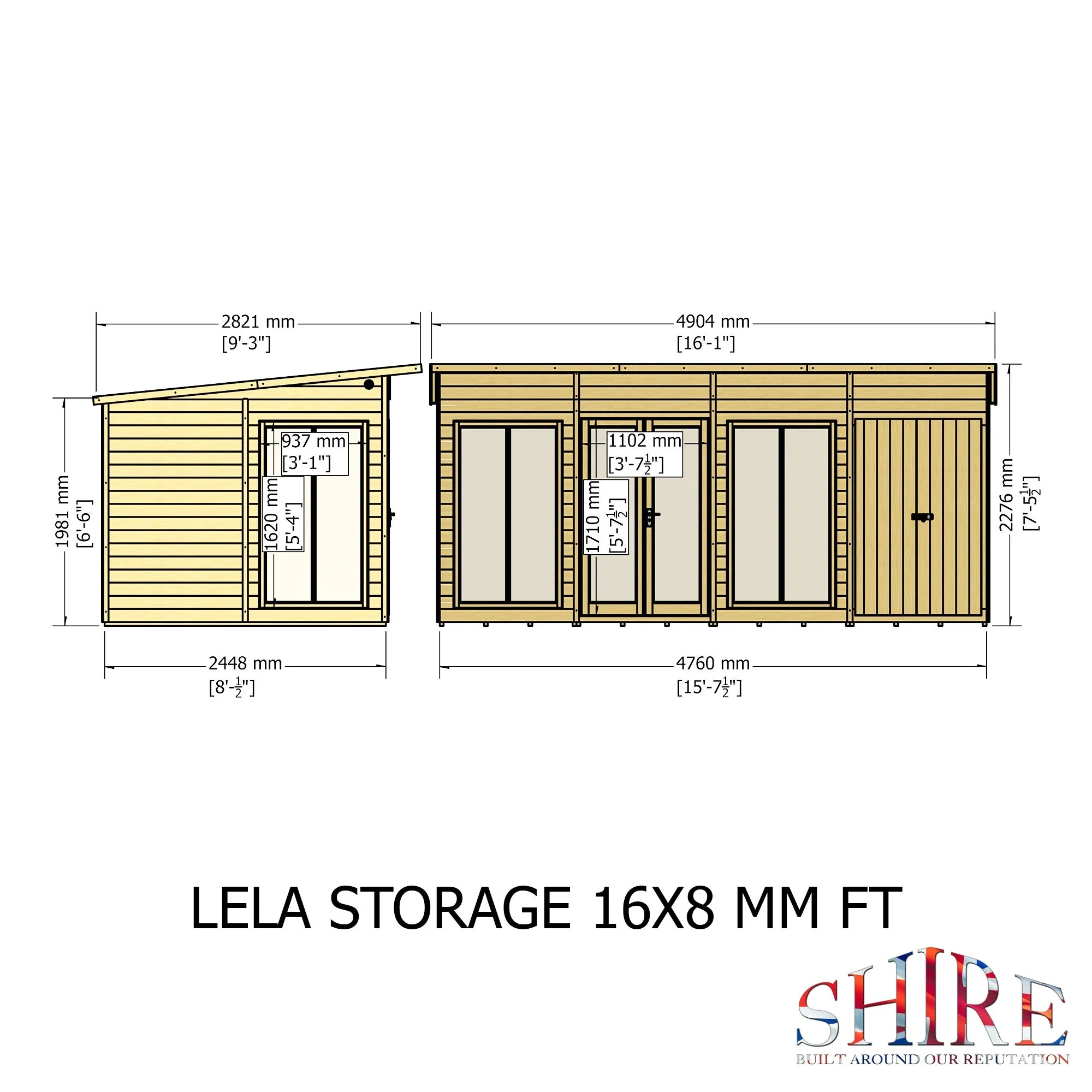 Shire Lela 7' 9" x 15' 7" Pent Summerhouse with Side Shed - Premium Dip Treated Shiplap - Image 4