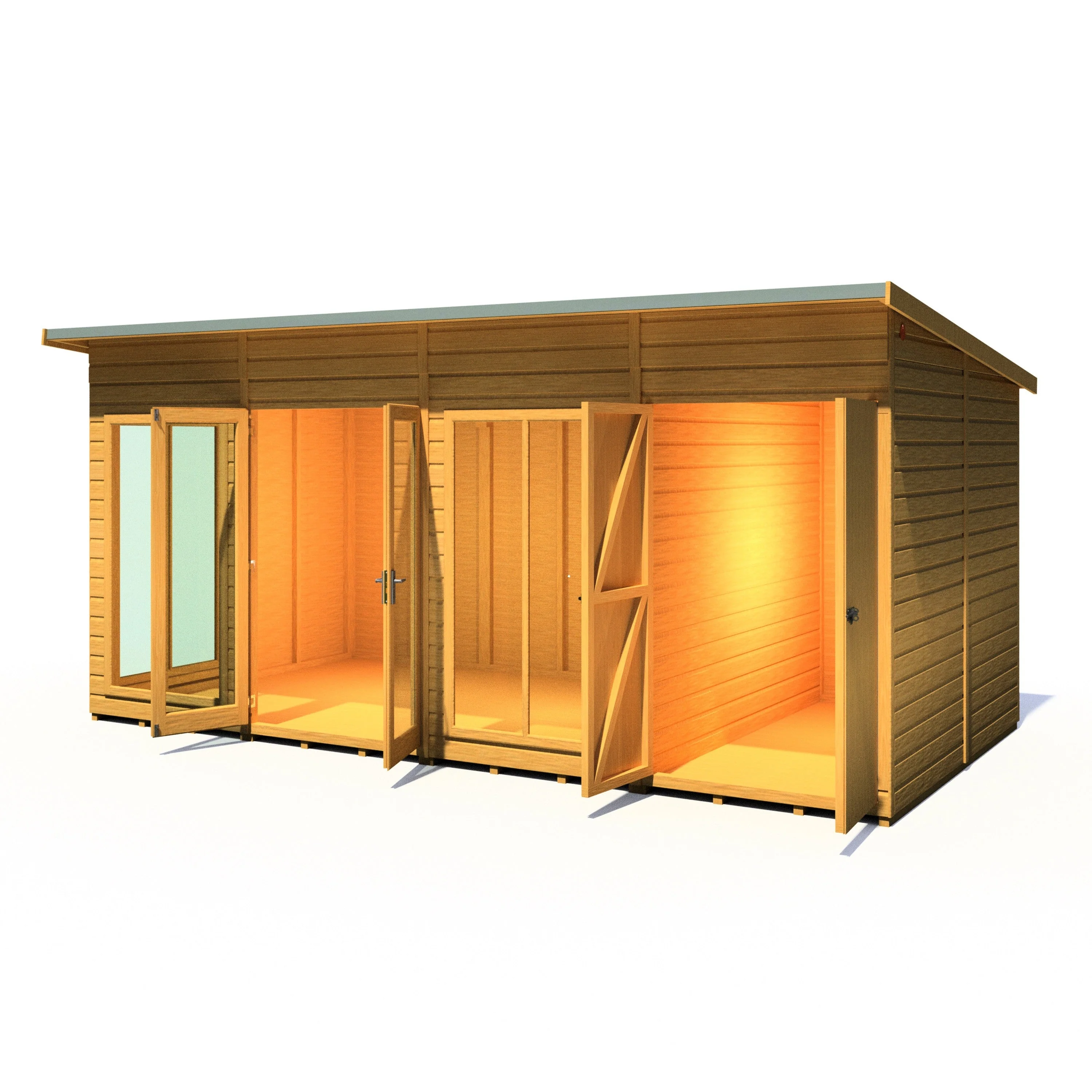 Shire Lela 7' 9" x 15' 7" Pent Summerhouse with Side Shed - Premium Dip Treated Shiplap - Image 5