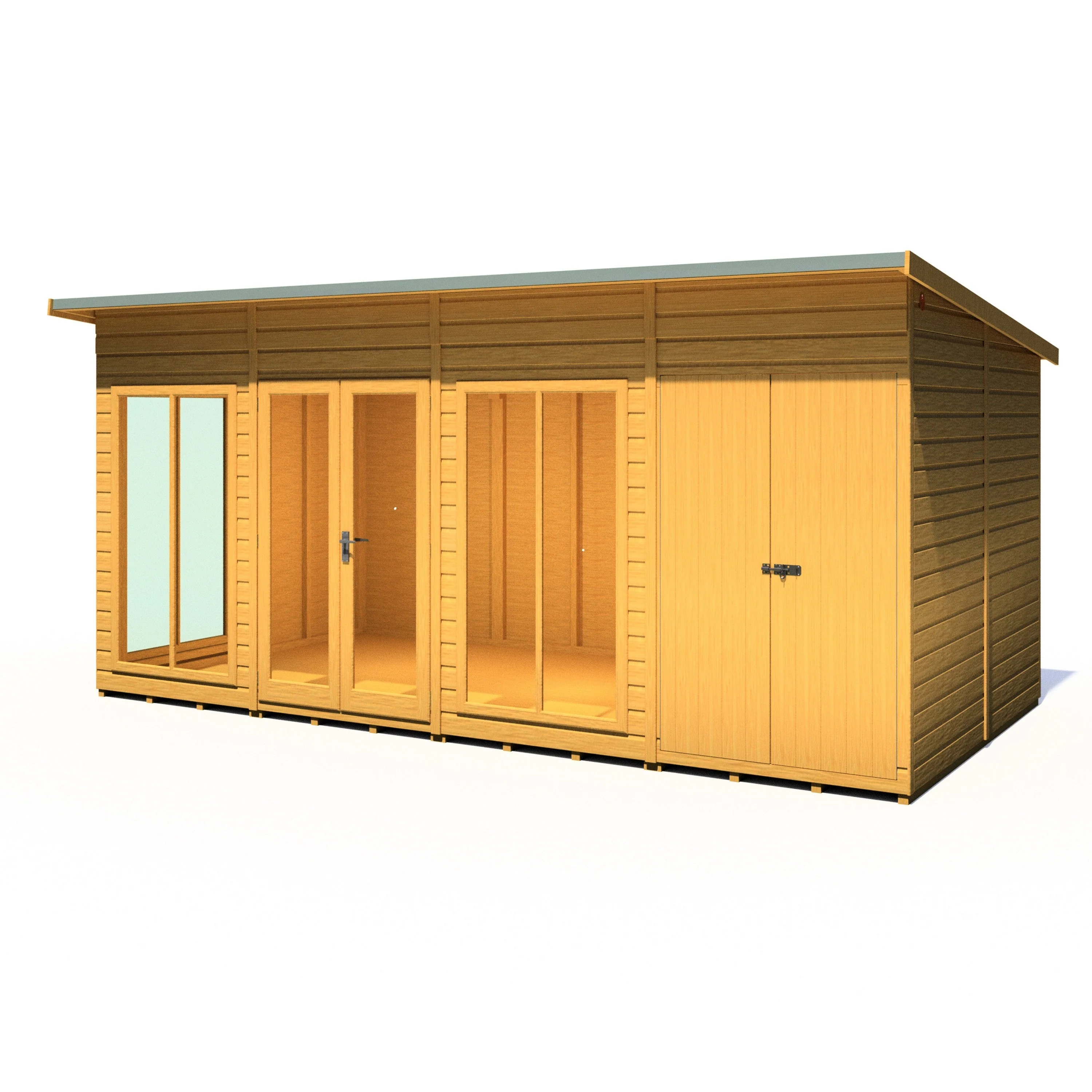 Shire Lela 7' 9" x 15' 7" Pent Summerhouse with Side Shed - Premium Dip Treated Shiplap - Image 6