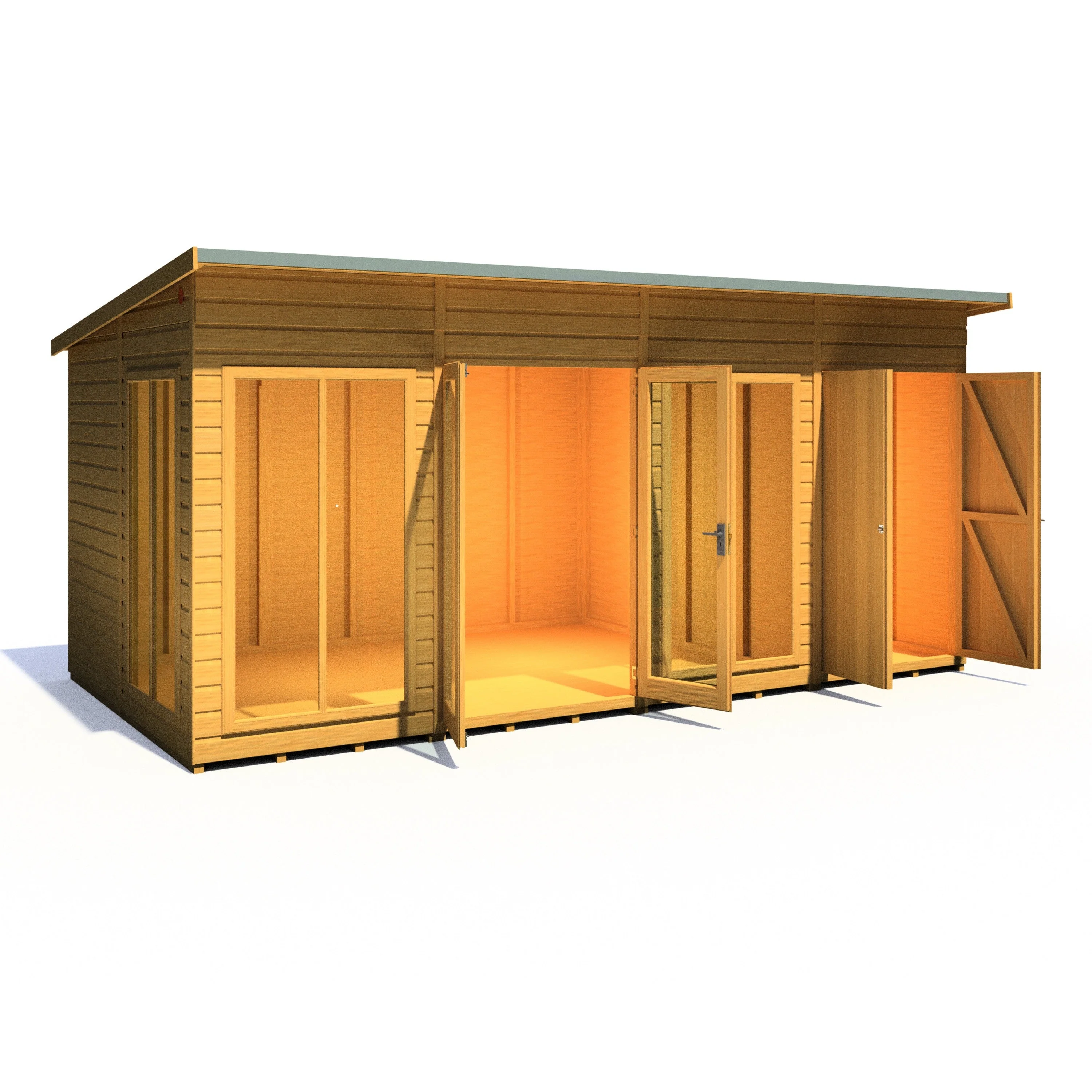 Shire Lela 7' 9" x 15' 7" Pent Summerhouse with Side Shed - Premium Dip Treated Shiplap - Image 7