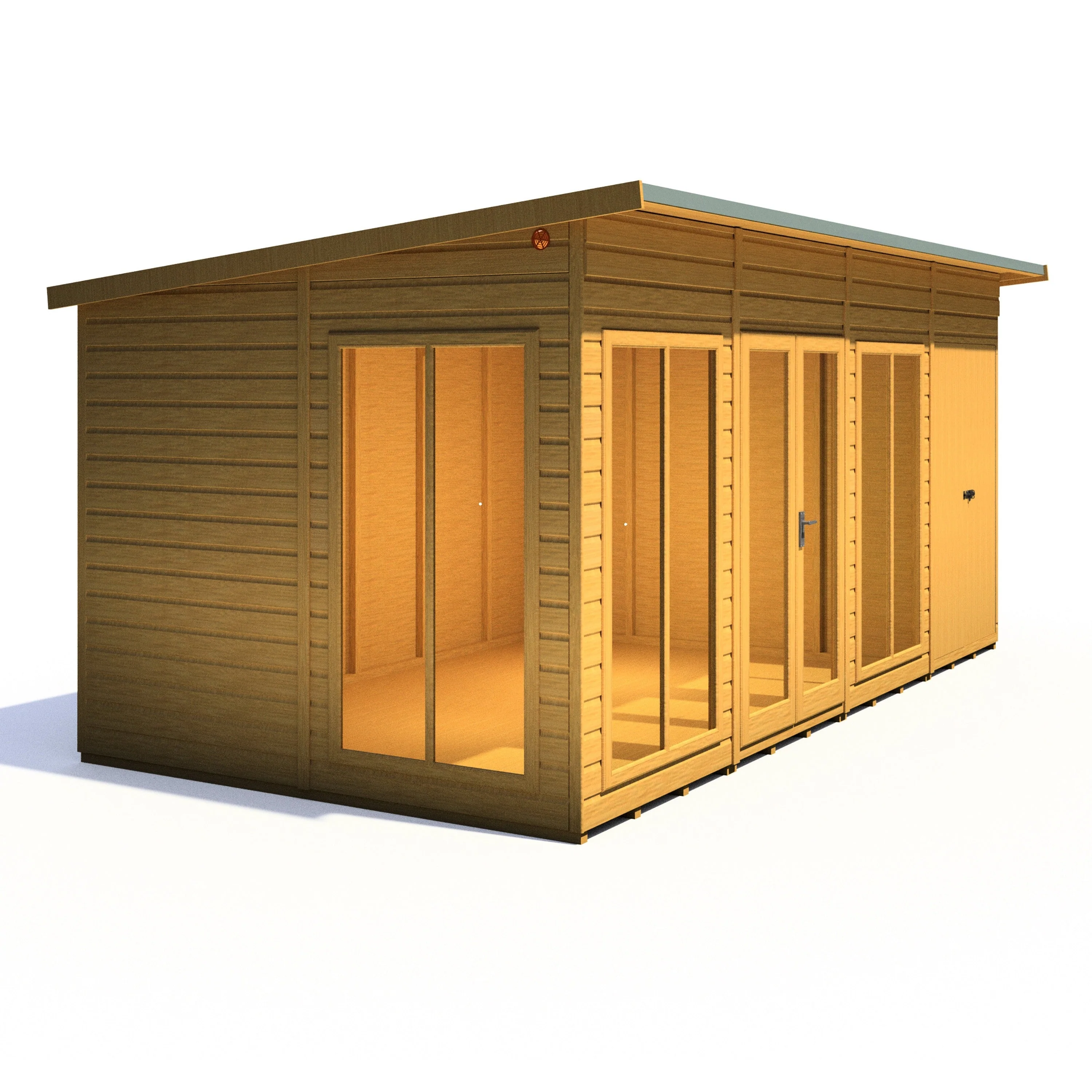 Shire Lela 7' 9" x 15' 7" Pent Summerhouse with Side Shed - Premium Dip Treated Shiplap - Image 8
