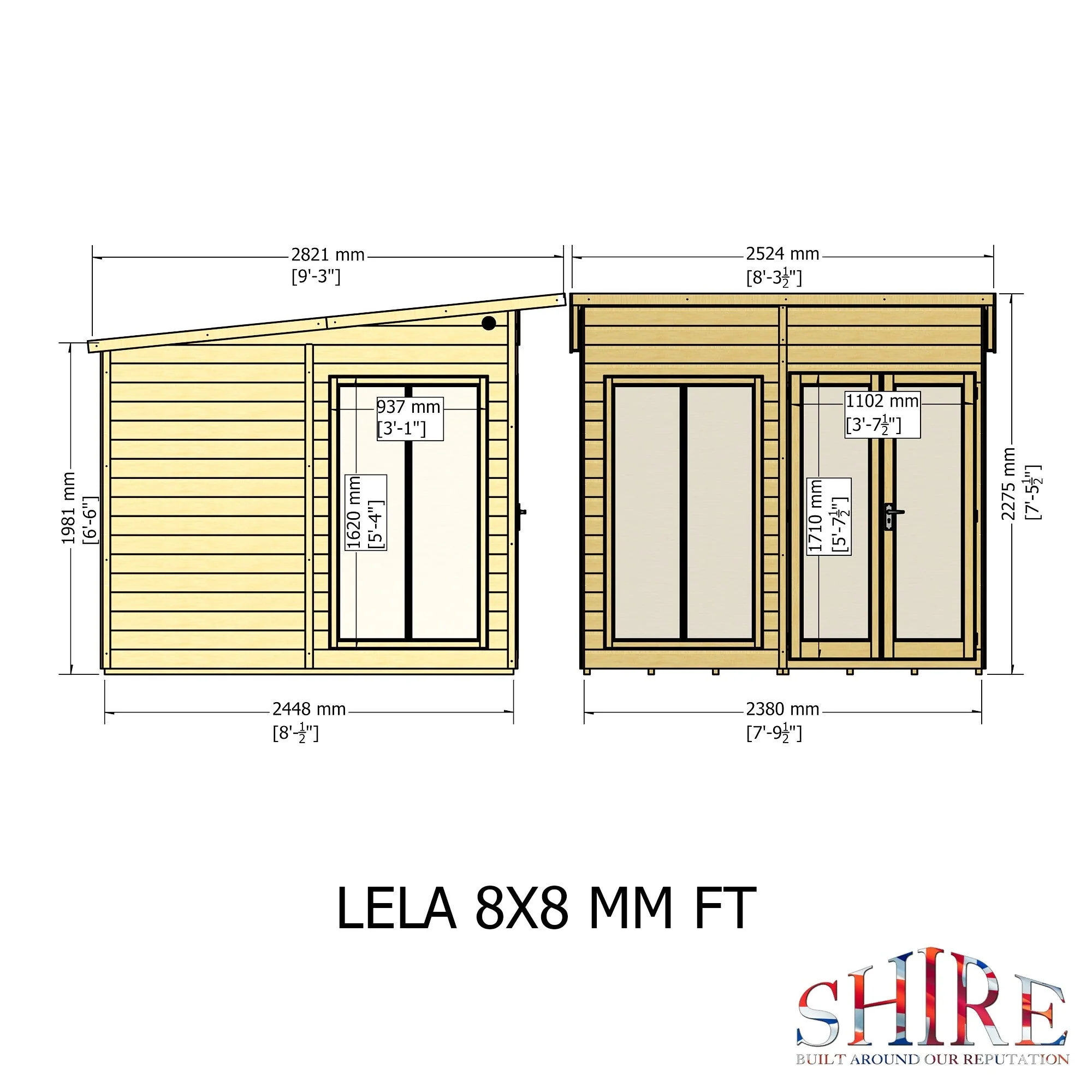 Shire Lela 7' 9" x 7' 9" Pent Summerhouse - Premium Dip Treated Shiplap - Image 4