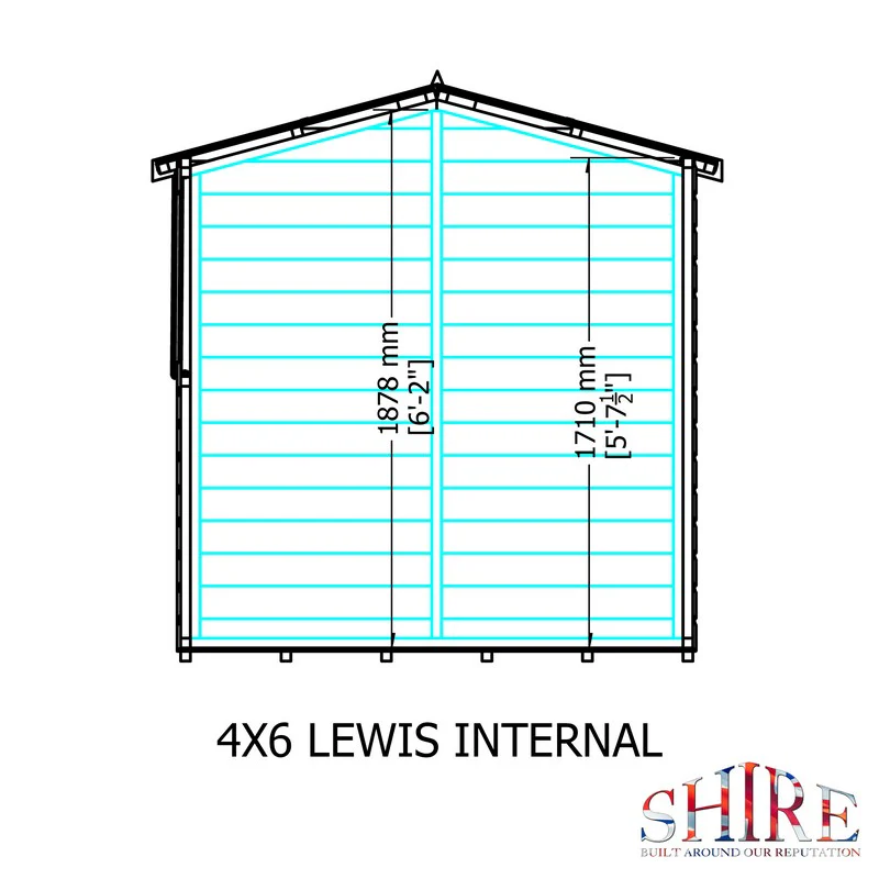 Shire Lewis 4' 4" x 6' 2" Apex Shed - Premium Pressure Treated Shiplap - Image 10