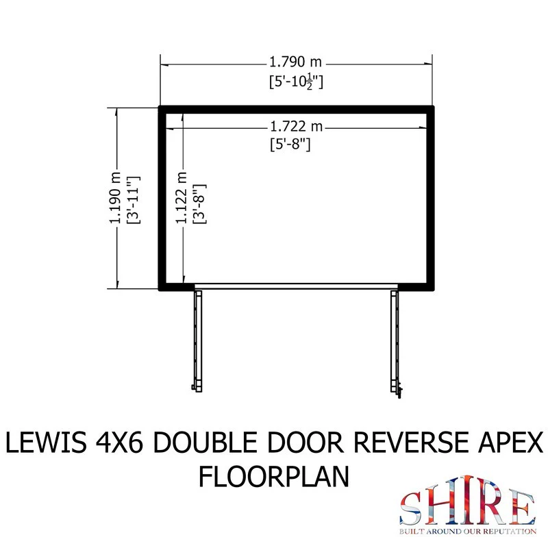 Shire Lewis 4' 5" x 6' 3" Reverse Apex Shed - Classic Coated Shiplap - Image 7