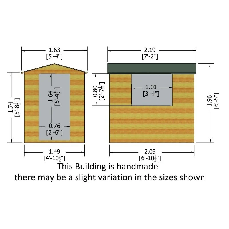 Shire Lewis 5' 4" x 7' 2" Apex Shed - Premium Coated Shiplap - Image 2