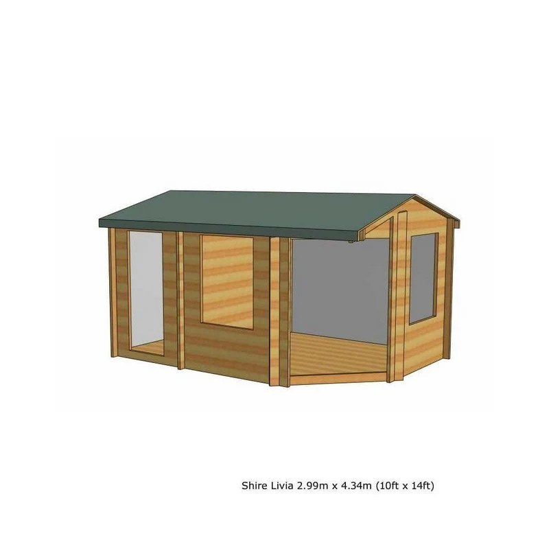 Shire Livia 9' 8" x 14' 2" Reverse Apex Log Cabin - Premium 28mm Cladding Tongue & Groove - Image 3